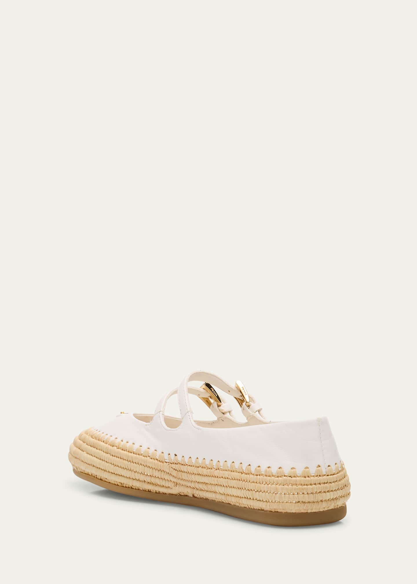 Prada Leather Dual Mary Jane Ballerina Espadrilles Image 2 of 4
