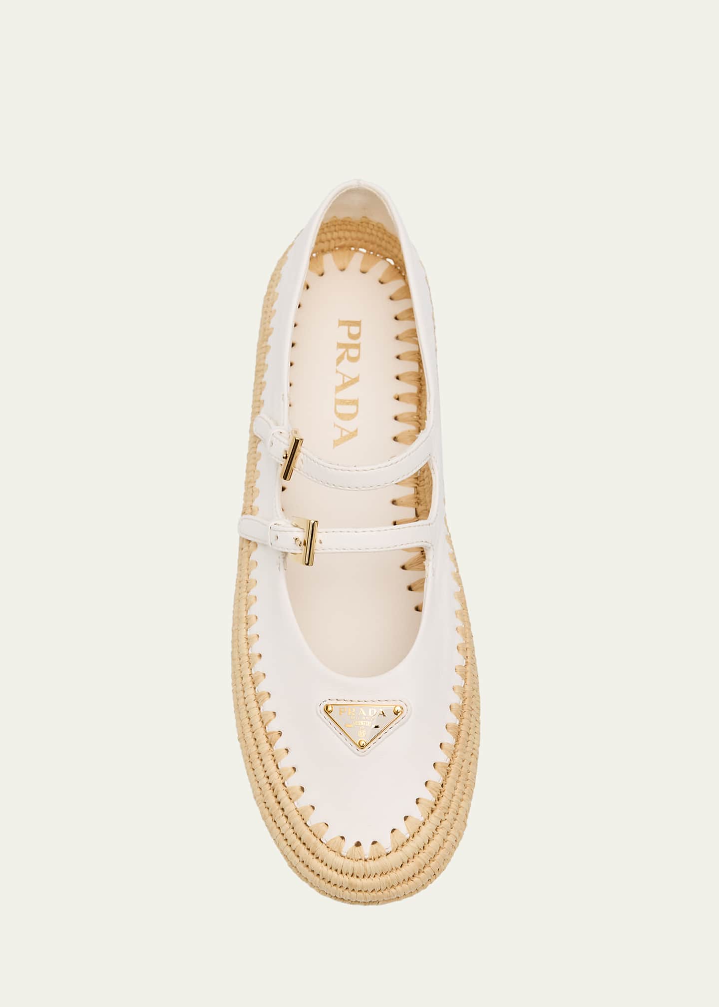 Prada Leather Dual Mary Jane Ballerina Espadrilles Image 4 of 4