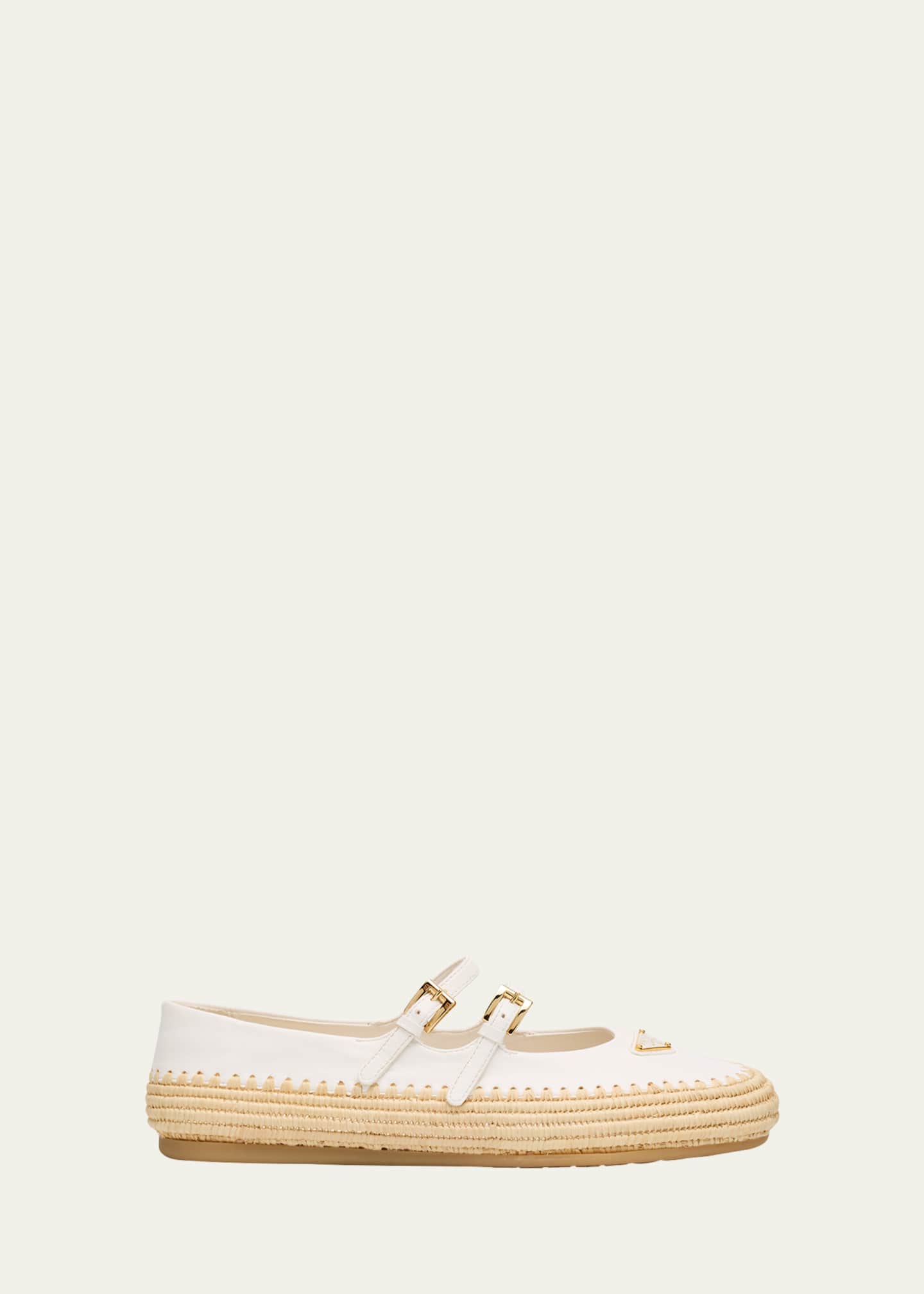 Prada Leather Dual Mary Jane Ballerina Espadrilles Image 1 of 4