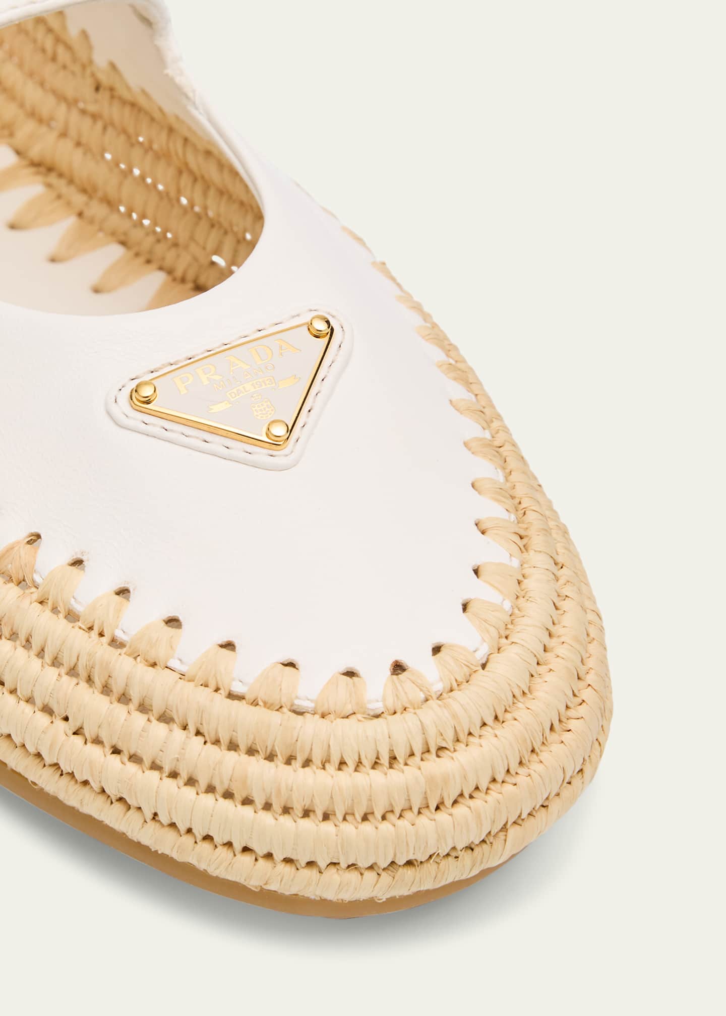 Prada Leather Dual Mary Jane Ballerina Espadrilles Image 3 of 4