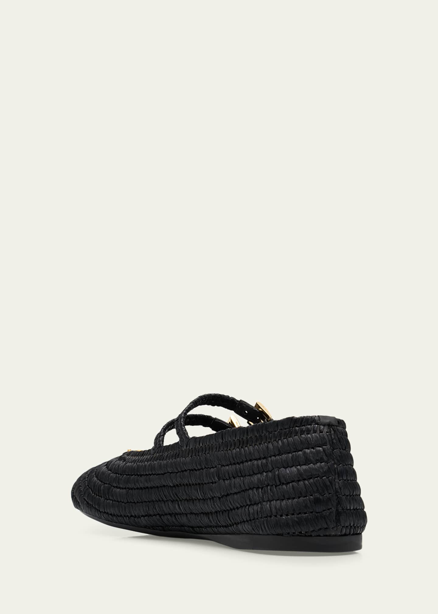 Prada Stuoia Raffia Dual Mary Jane Ballerina Flats - Bergdorf Goodman