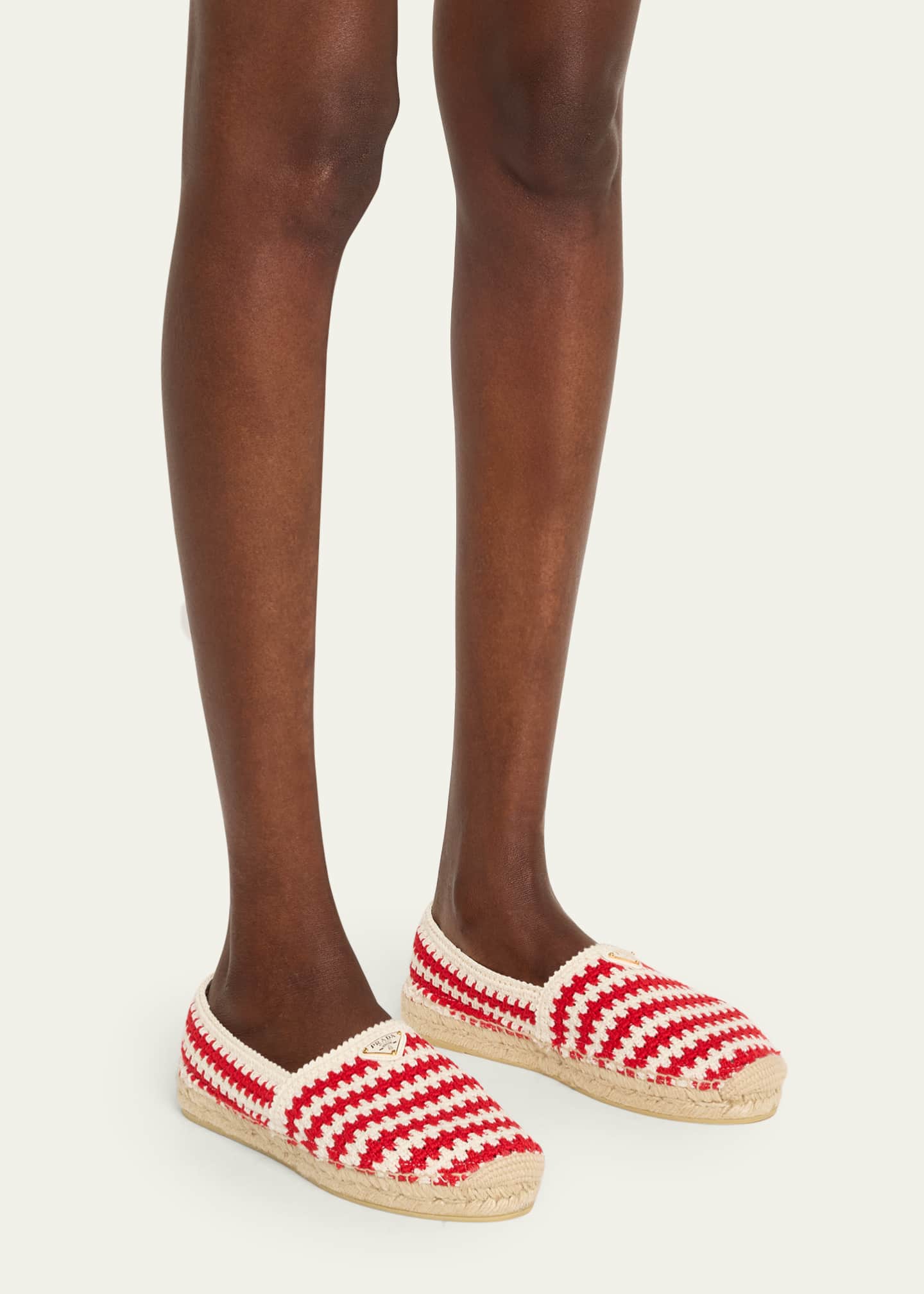 Prada Striped Cotton Crochet Espadrilles Image 2 of 6