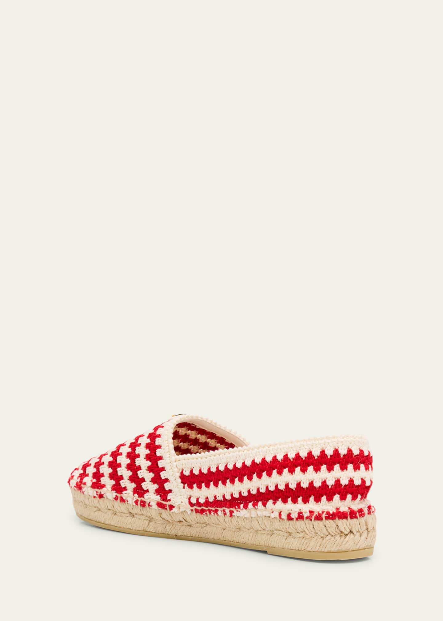 Prada Striped Cotton Crochet Espadrilles Image 4 of 6