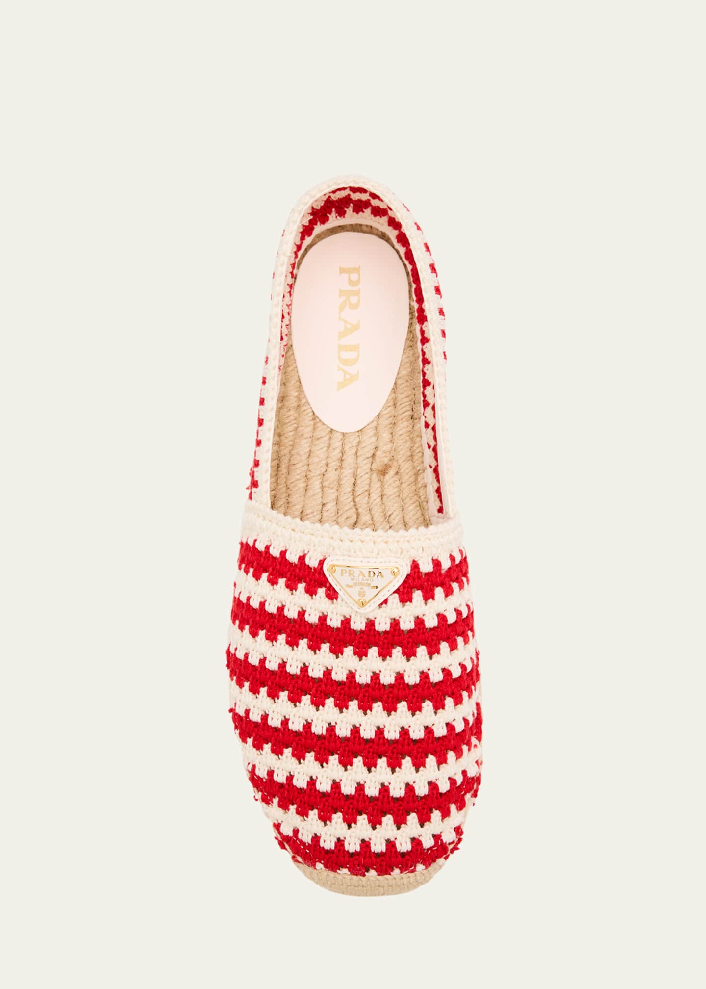 Prada Striped Cotton Crochet Espadrilles Image 6 of 6