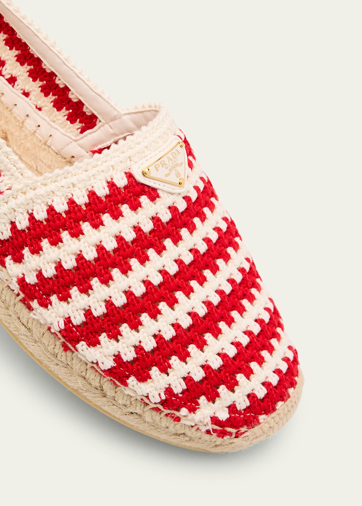 Prada Striped Cotton Crochet Espadrilles Image 5 of 6