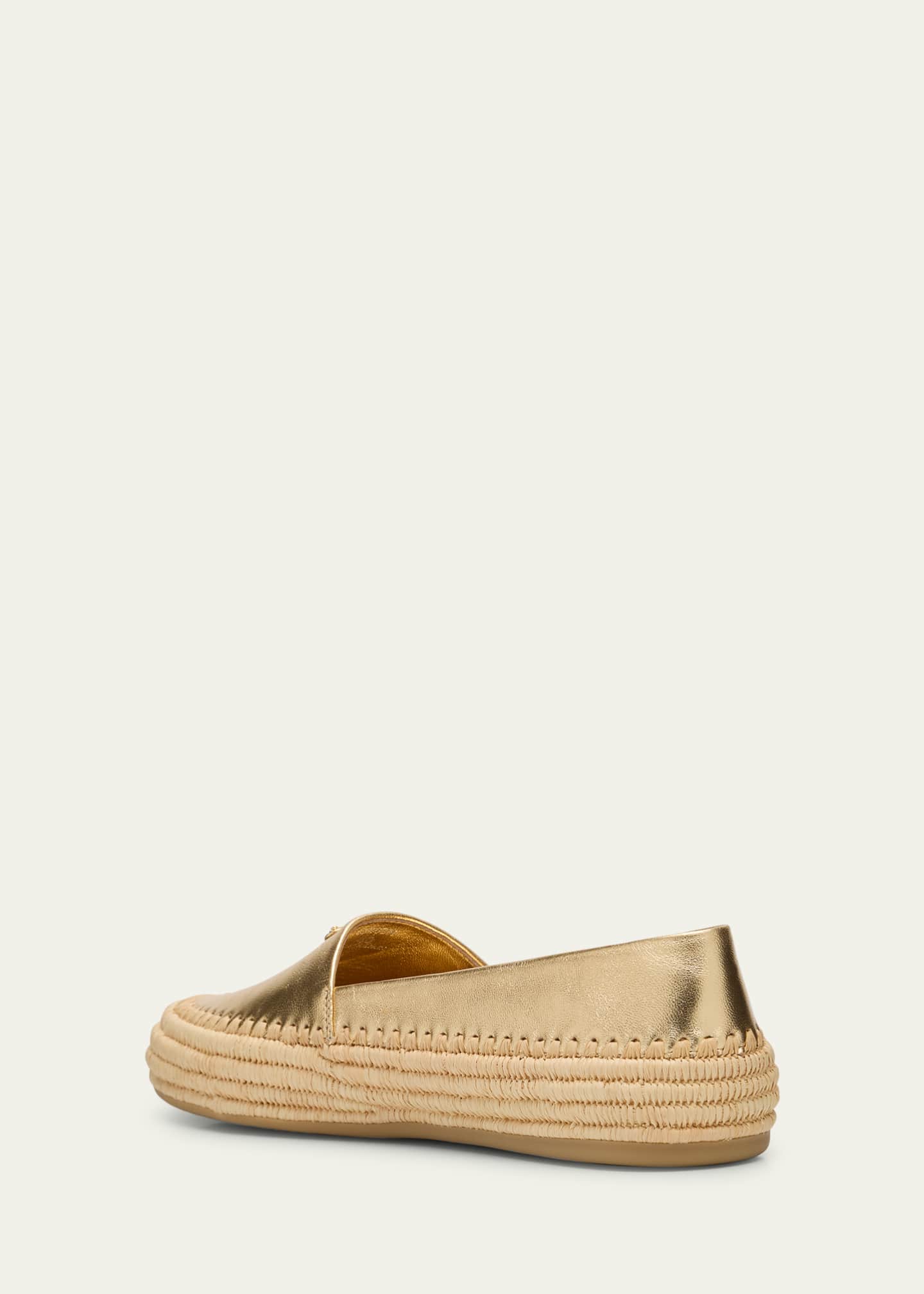 Prada Metallic Nappa Leather Espadrilles Image 4 of 6