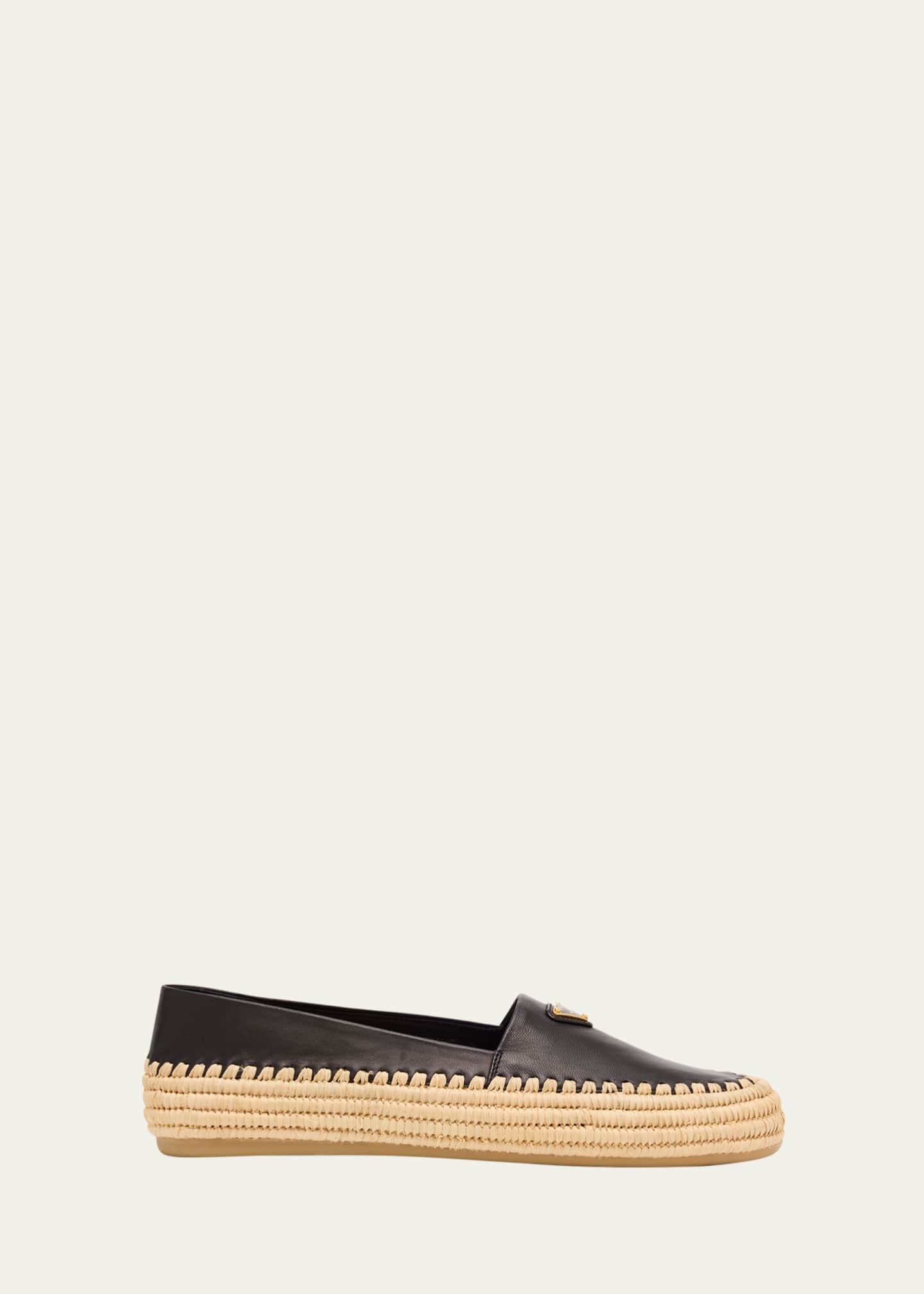 Prada Nappa Leather Triangle Logo Espadrilles Image 1 of 4
