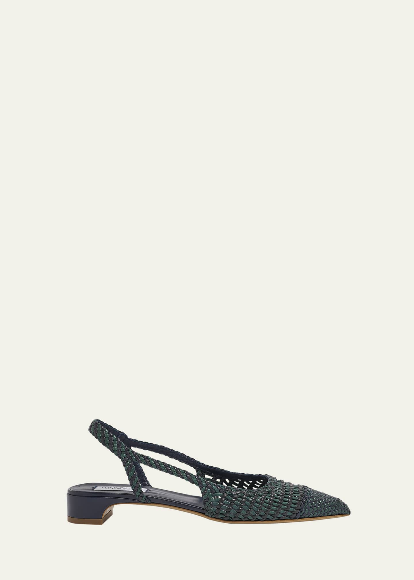 Gabriela Hearst Perro Woven Leather Slingback Ballerina Flats Image 1 of 6