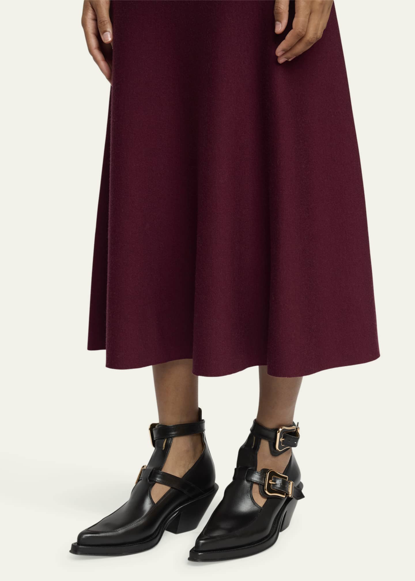 Gabriela Hearst Leather Buckle Cutout Ankle Booties Image 3 of 6
