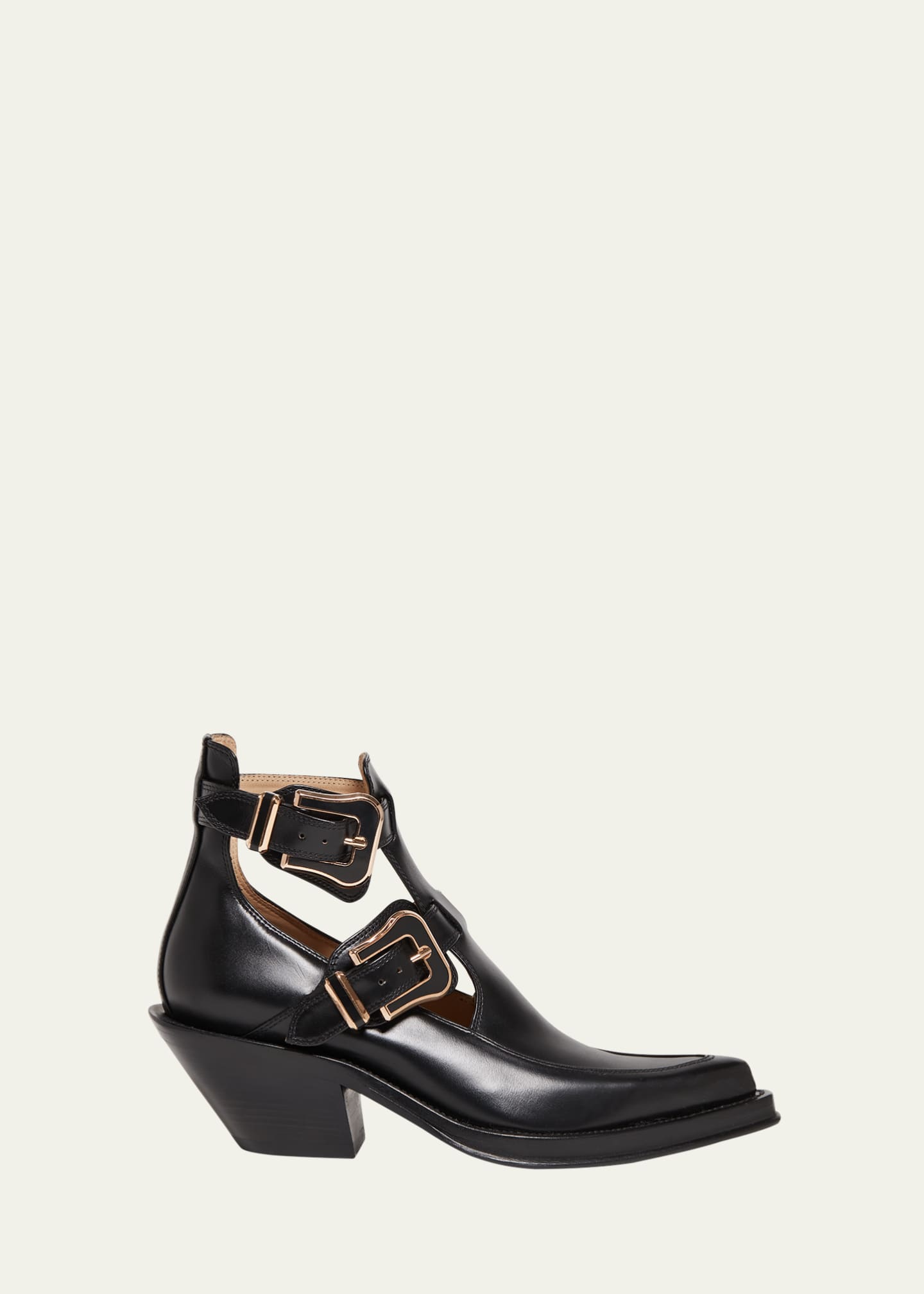 Gabriela Hearst Leather Buckle Cutout Ankle Booties Image 1 of 6