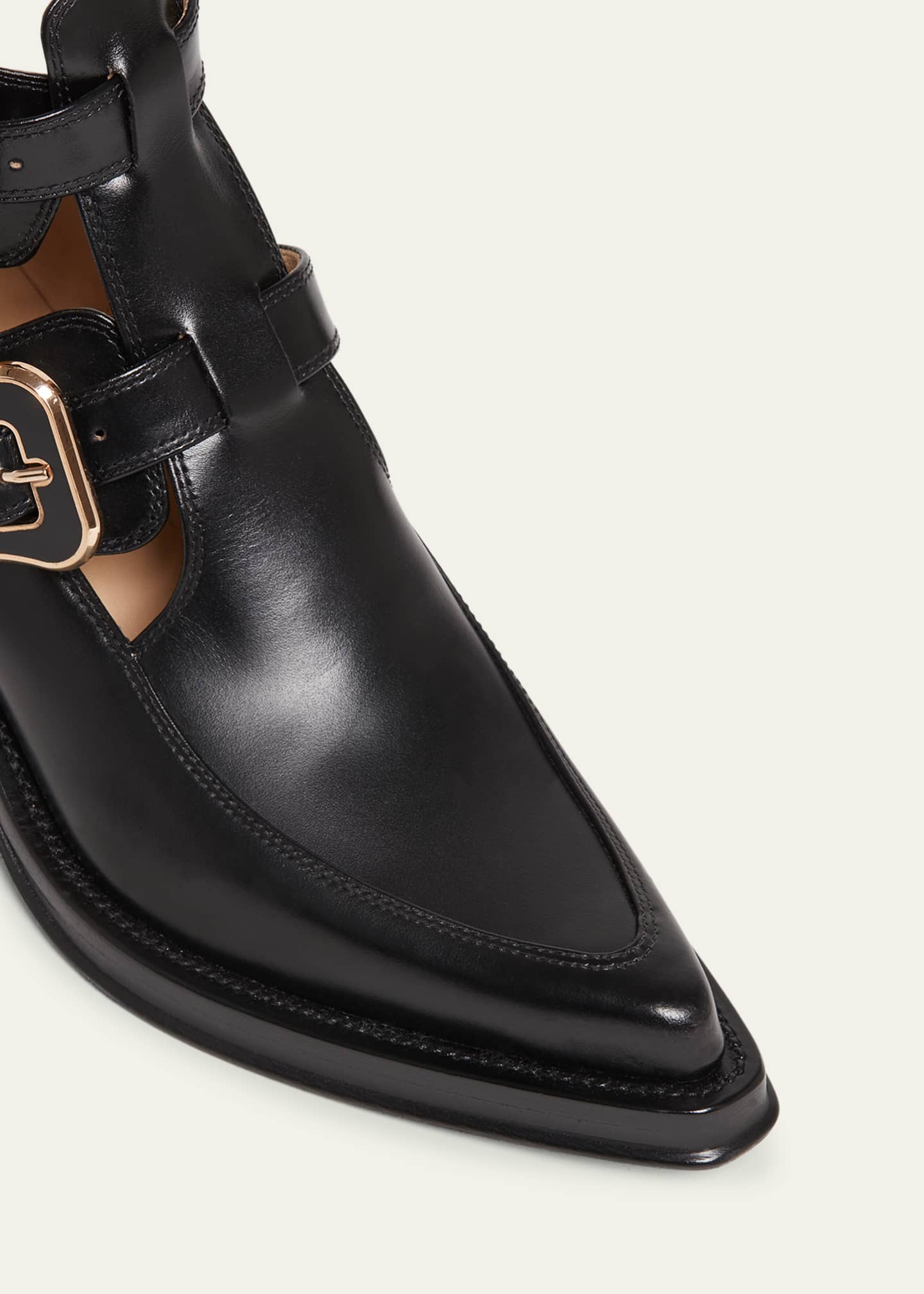 Gabriela Hearst Leather Buckle Cutout Ankle Booties Image 5 of 6