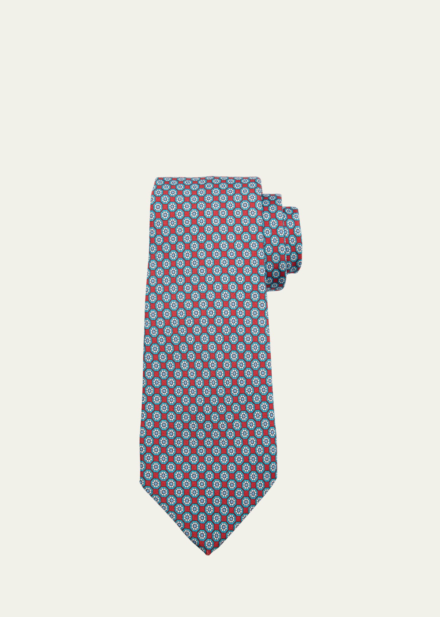 Kiton Men's Repeat Floral 7-Fold Silk Tie