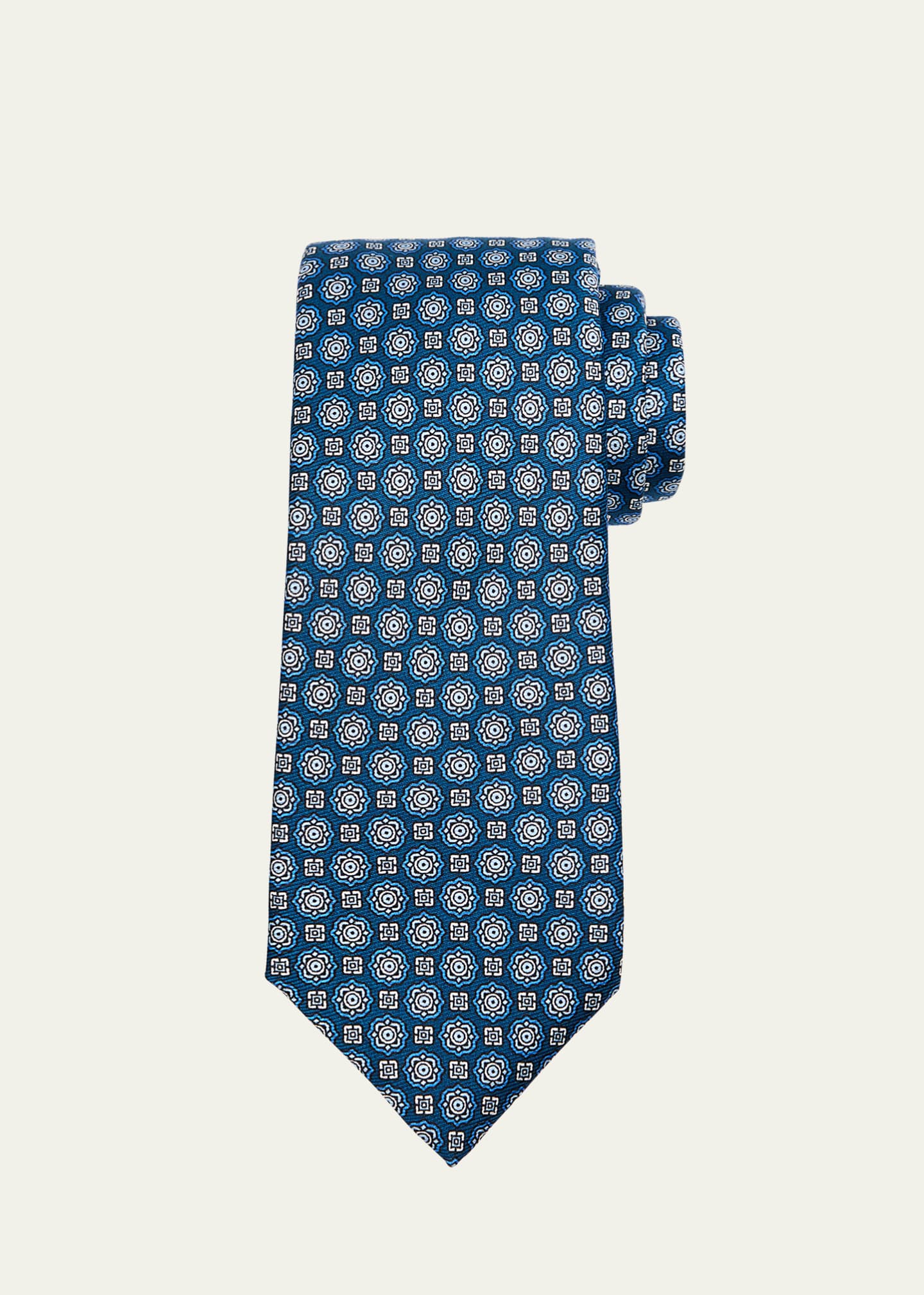 Kiton Men's Floral Medallion Silk Tie