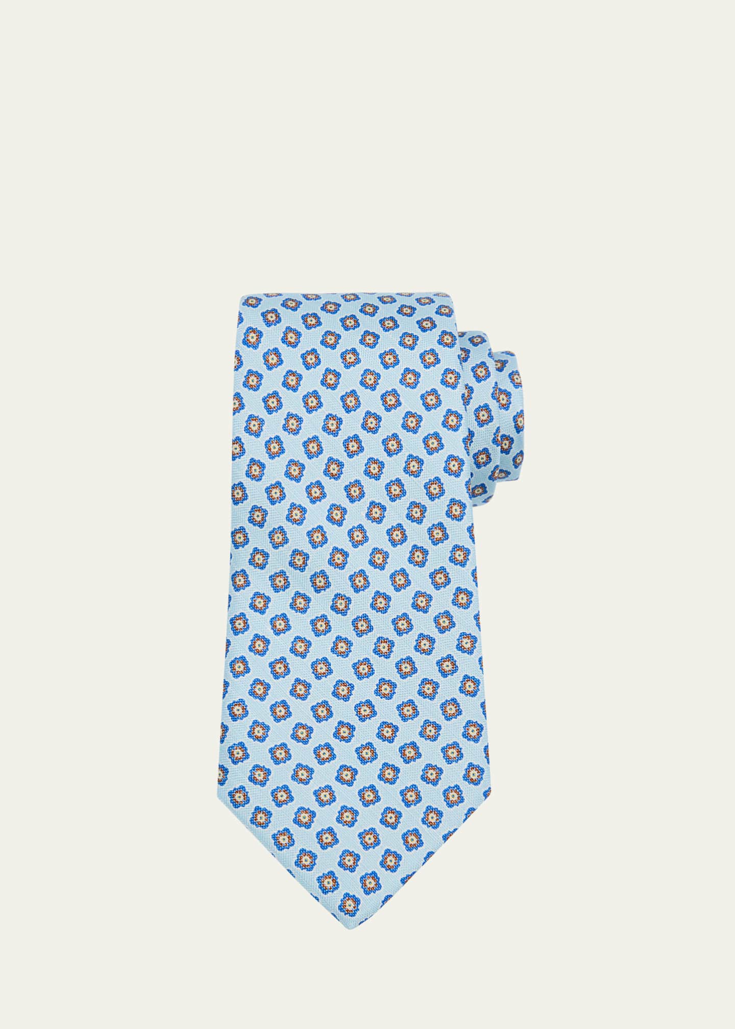 Kiton Men's Square Floral Silk Tie