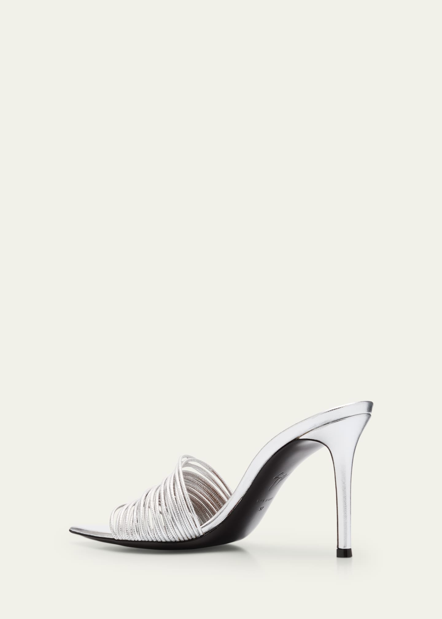 Giuseppe Zanotti Metallic Multi-Strap Stiletto Slide Sandals Image 2 of 4