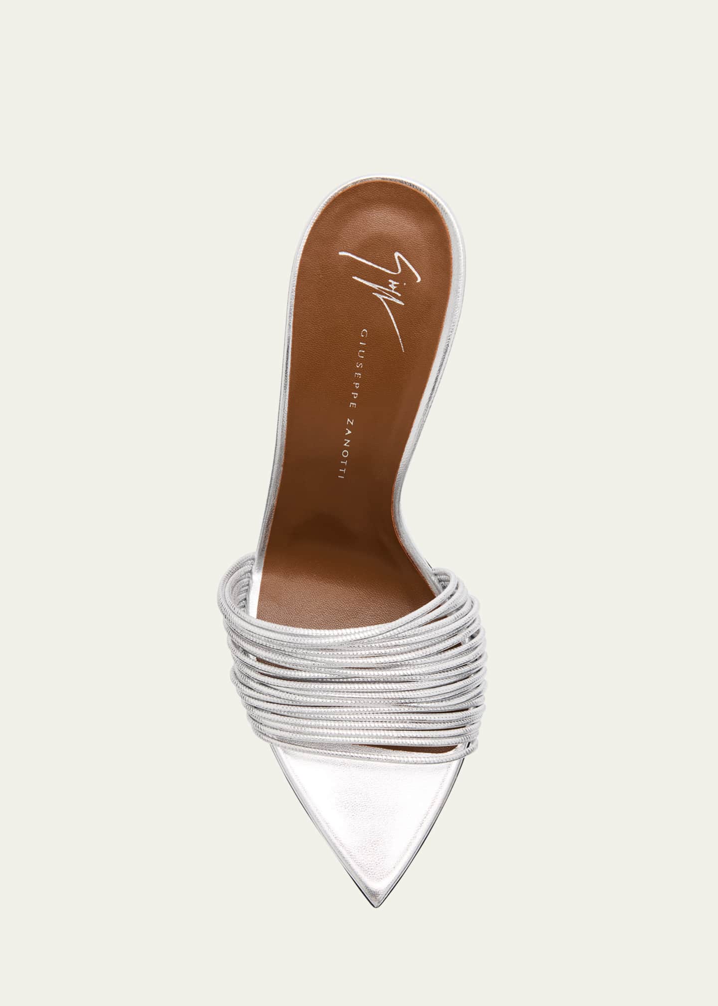 Giuseppe Zanotti Metallic Multi-Strap Stiletto Slide Sandals Image 4 of 4
