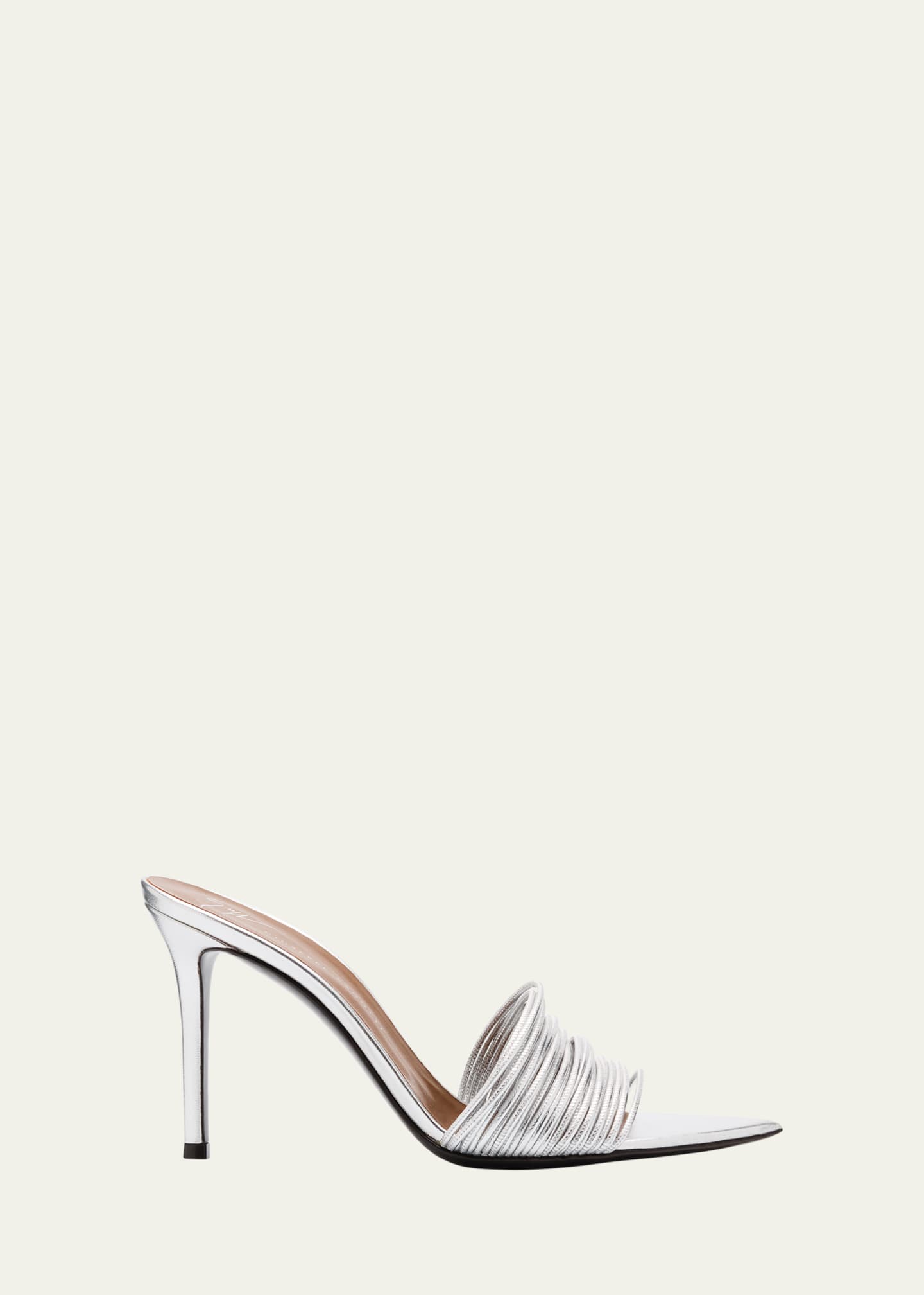 Giuseppe Zanotti Metallic Multi-Strap Stiletto Slide Sandals Image 1 of 4