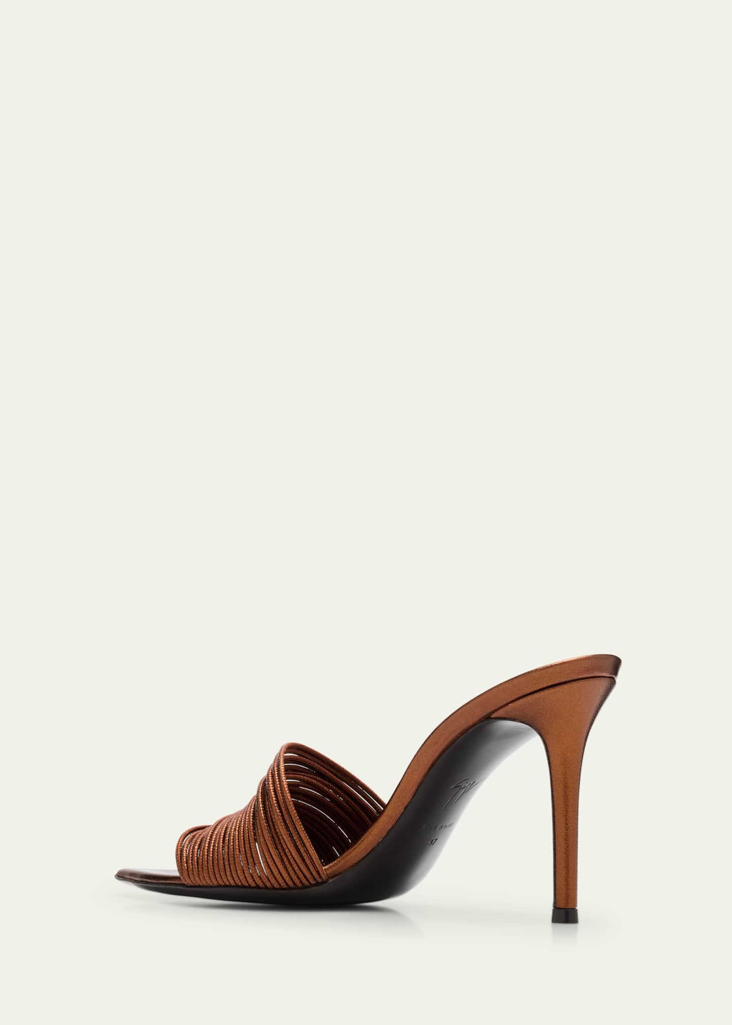 Giuseppe Zanotti Metallic Multi-Strap Stiletto Slide Sandals Image 2 of 4