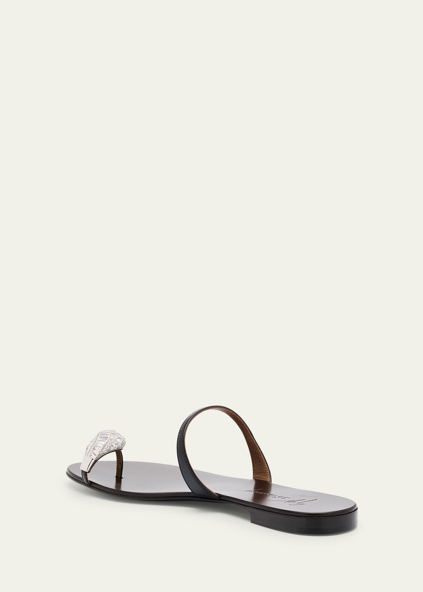 Giuseppe Zanotti Crystal Jewel Thin Strap Leather Sandals Image 4 of 6