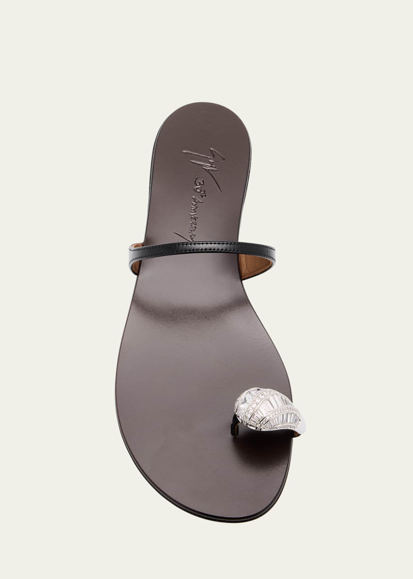 Giuseppe Zanotti Crystal Jewel Thin Strap Leather Sandals Image 6 of 6