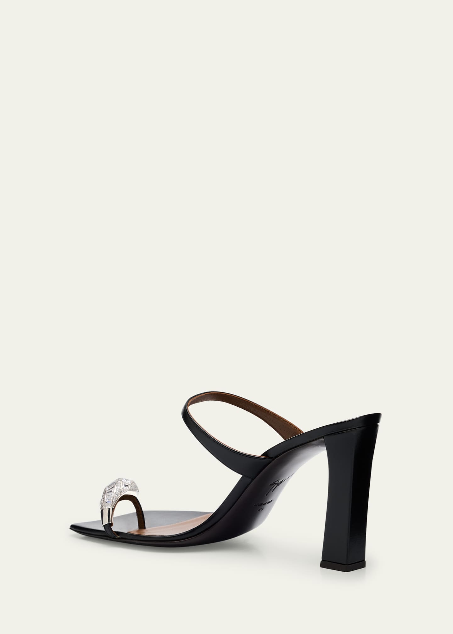 Giuseppe Zanotti Crystal Jewel Thin Strap Leather Sandals Image 4 of 6