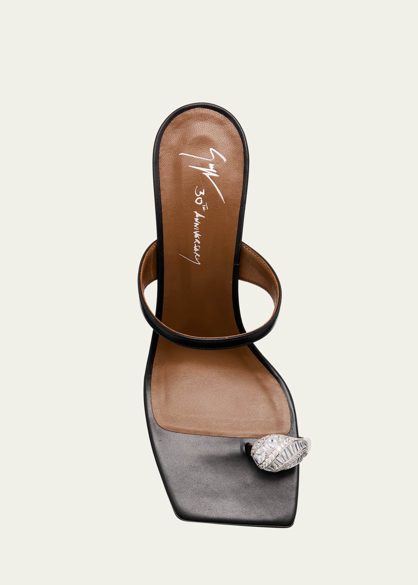 Giuseppe Zanotti Crystal Jewel Thin Strap Leather Sandals Image 6 of 6