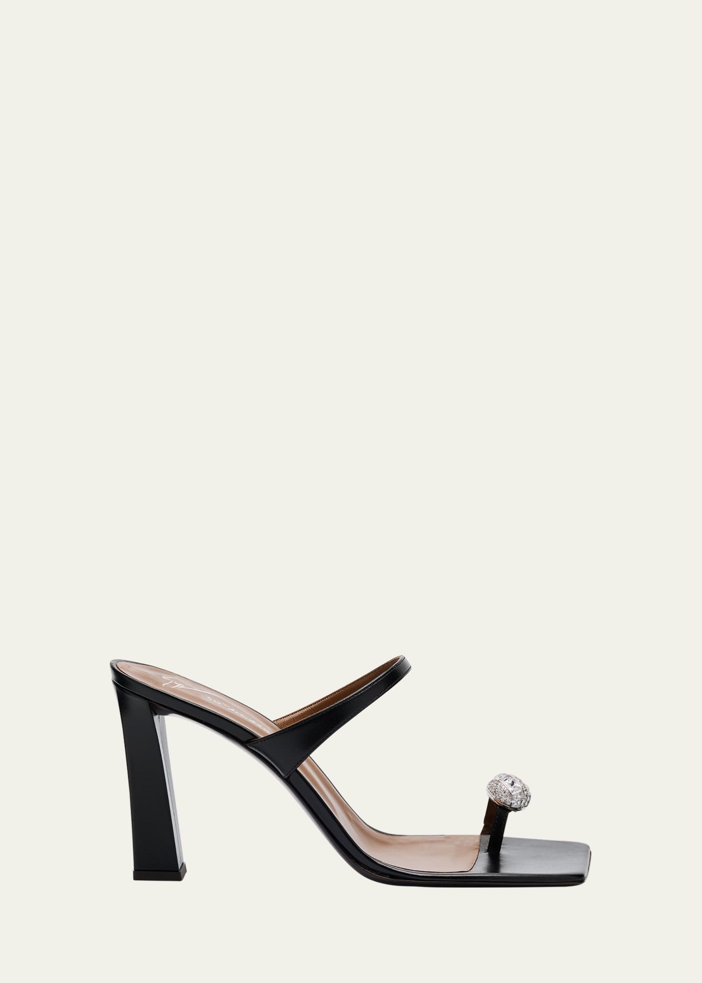 Giuseppe Zanotti Crystal Jewel Thin Strap Leather Sandals Image 1 of 6