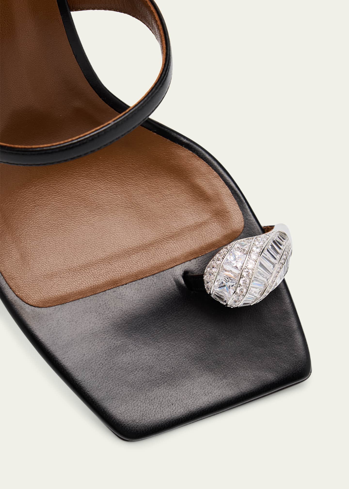 Giuseppe Zanotti Crystal Jewel Thin Strap Leather Sandals Image 5 of 6