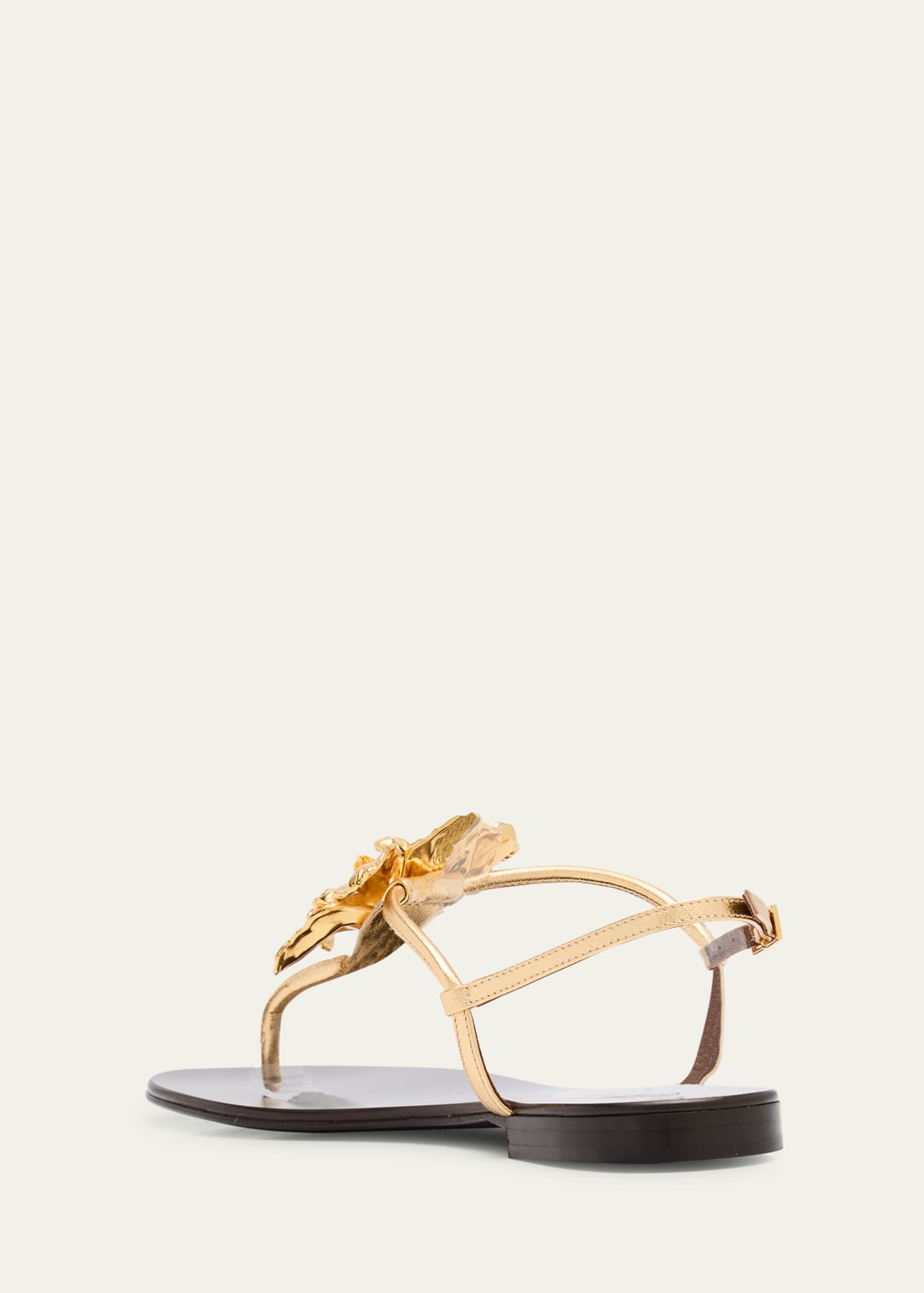 Giuseppe Zanotti Metallic Flower Thong Slingback Sandals Image 2 of 4