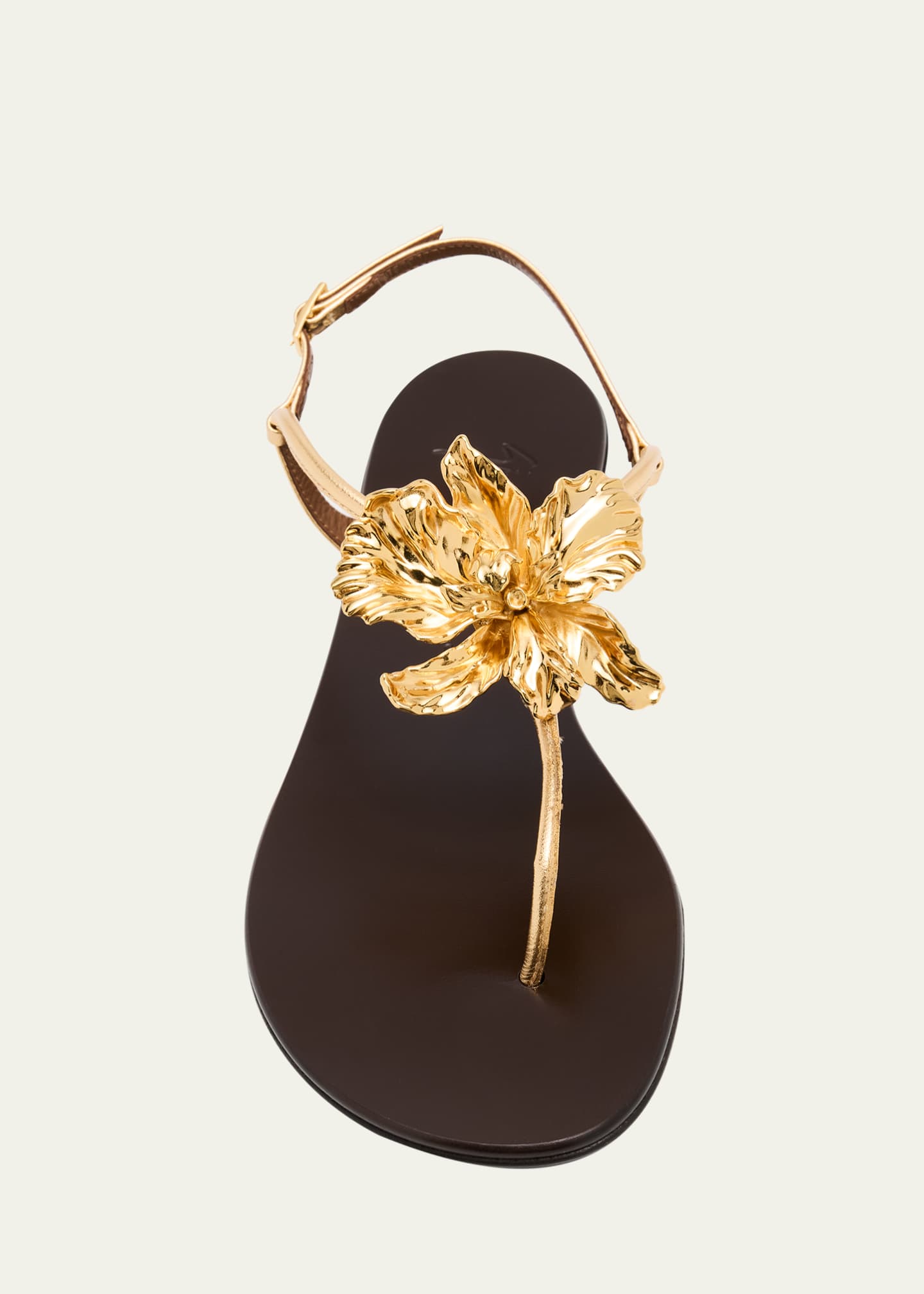 Giuseppe Zanotti Metallic Flower Thong Slingback Sandals Image 4 of 4