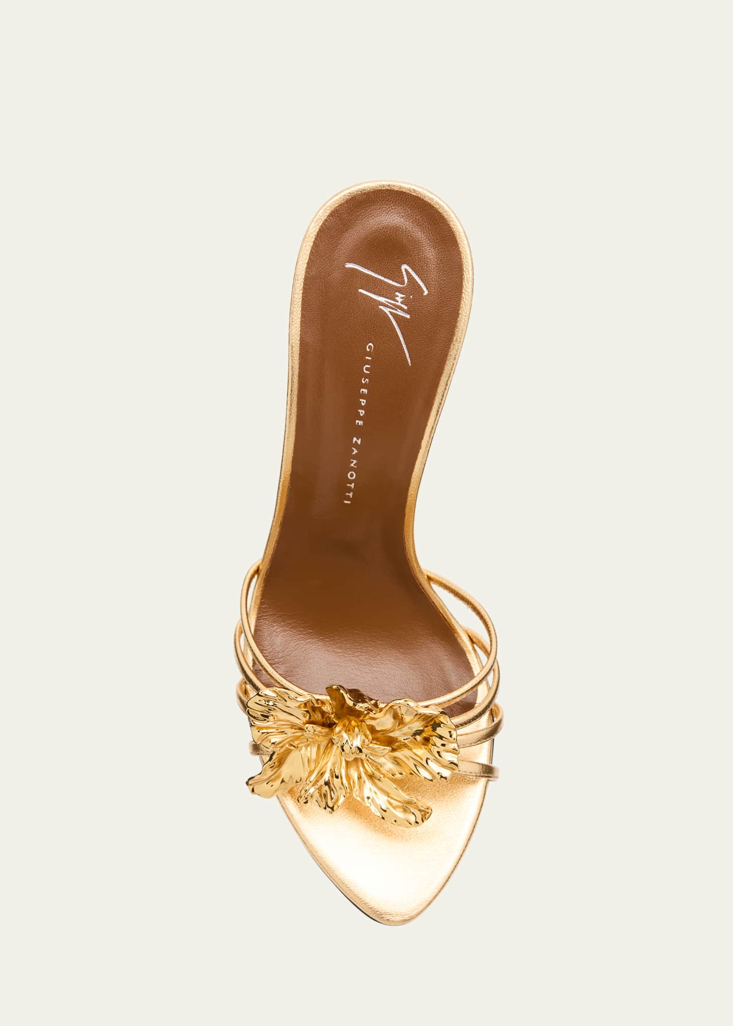 Giuseppe Zanotti Metallic Floral Stiletto Slide Sandals Image 4 of 4