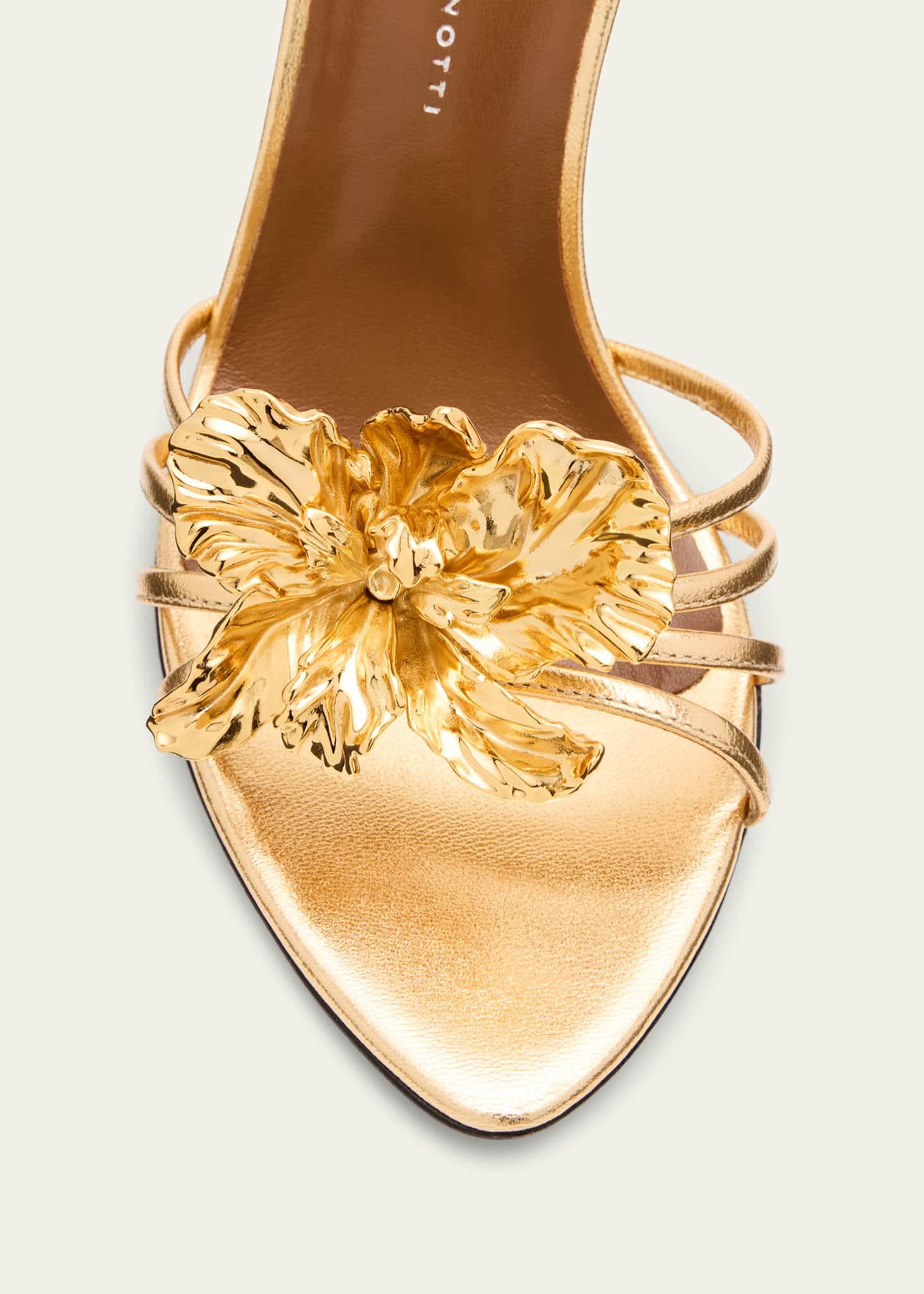Giuseppe Zanotti Metallic Floral Stiletto Slide Sandals Image 3 of 4