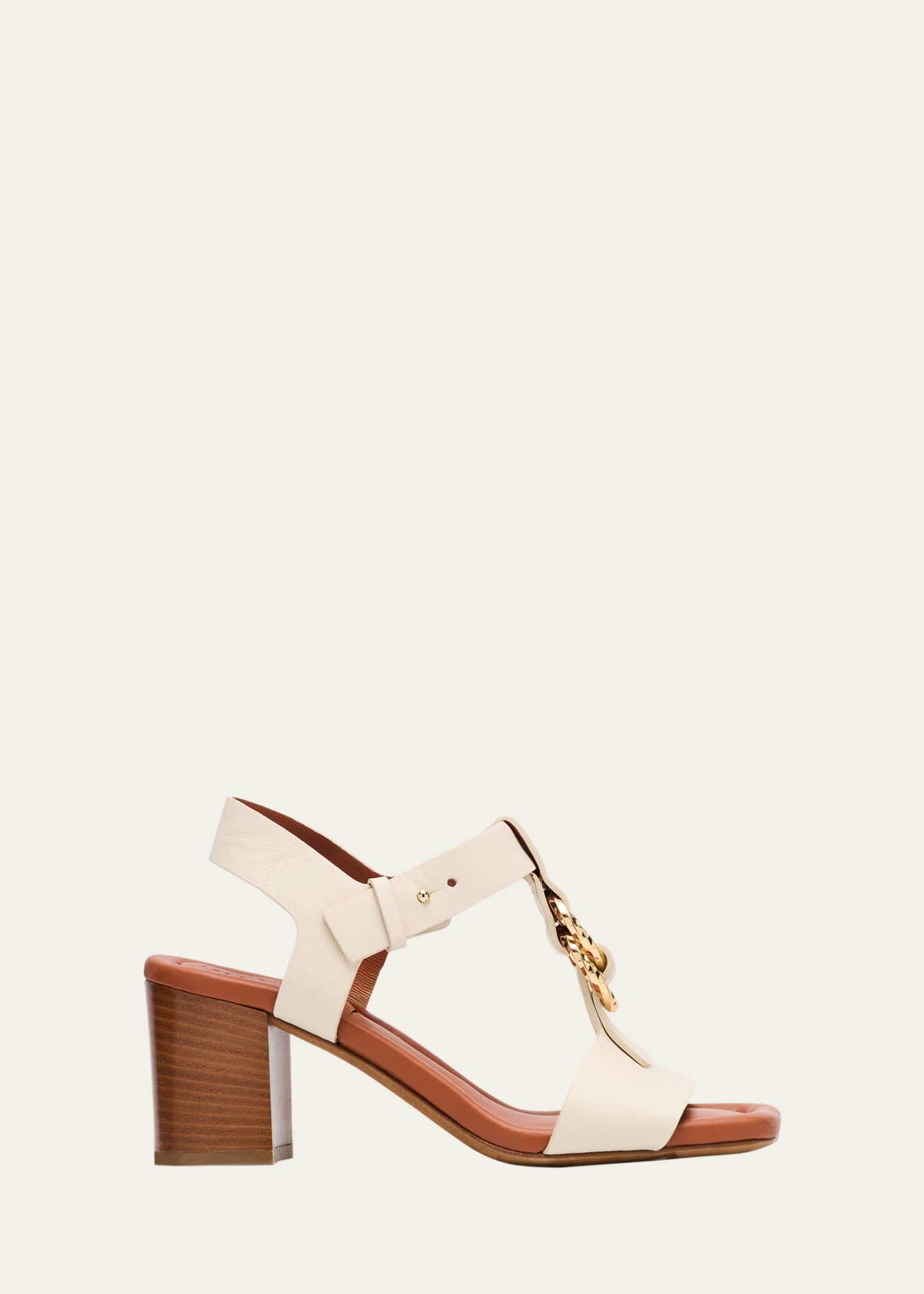 Ulla Johnson Milla Leather Ring T-Strap Block-Heel Sandals Image 1 of 6