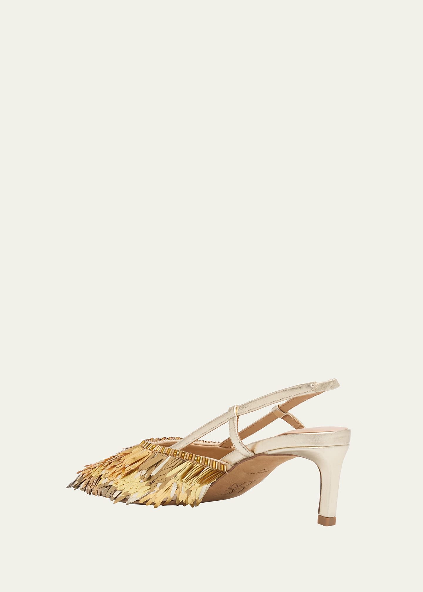 Ulla Johnson Shira Sequin Leather Kitten-Heel Slingback Pumps Image 2 of 4