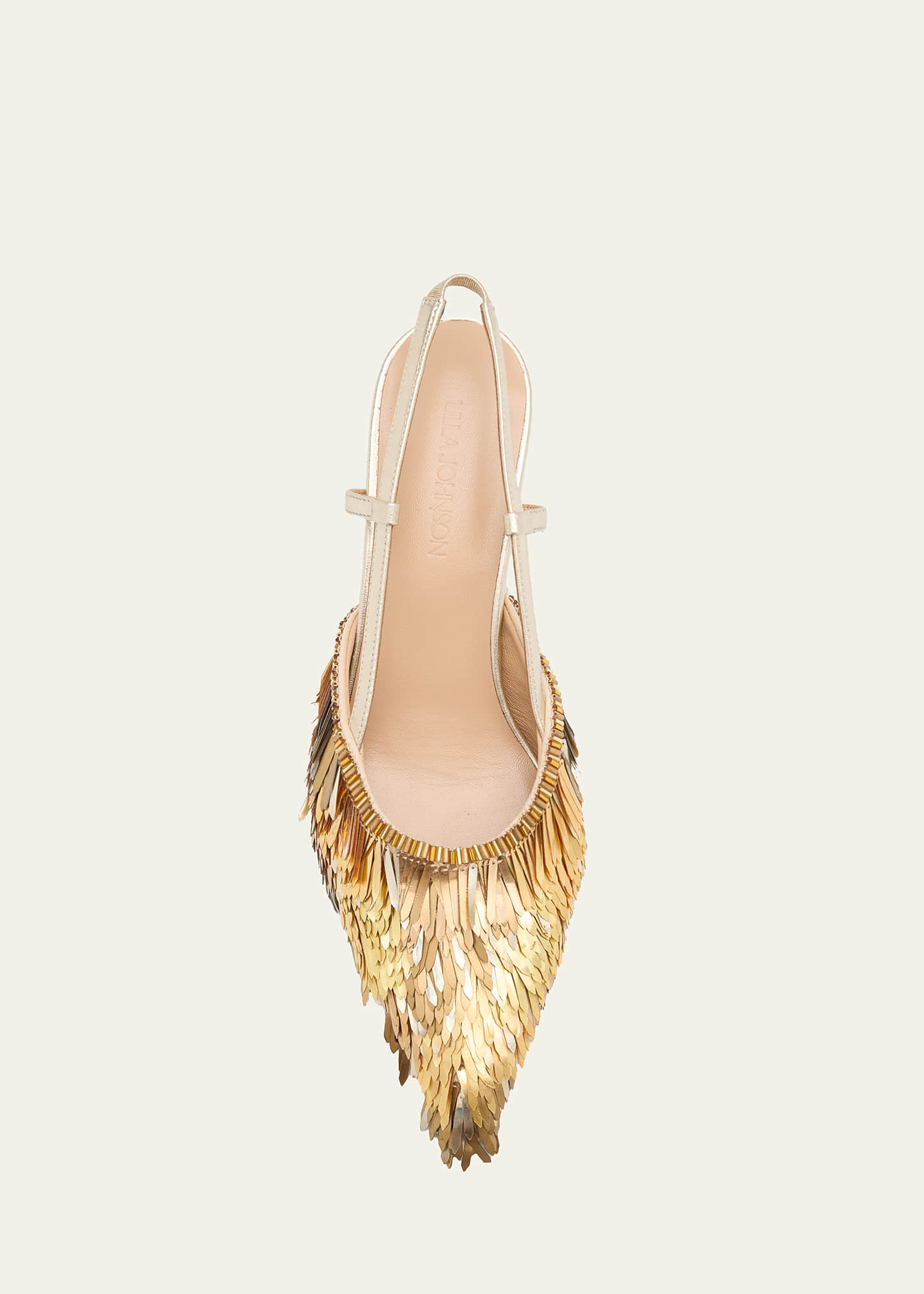 Ulla Johnson Shira Sequin Leather Kitten-Heel Slingback Pumps Image 3 of 4
