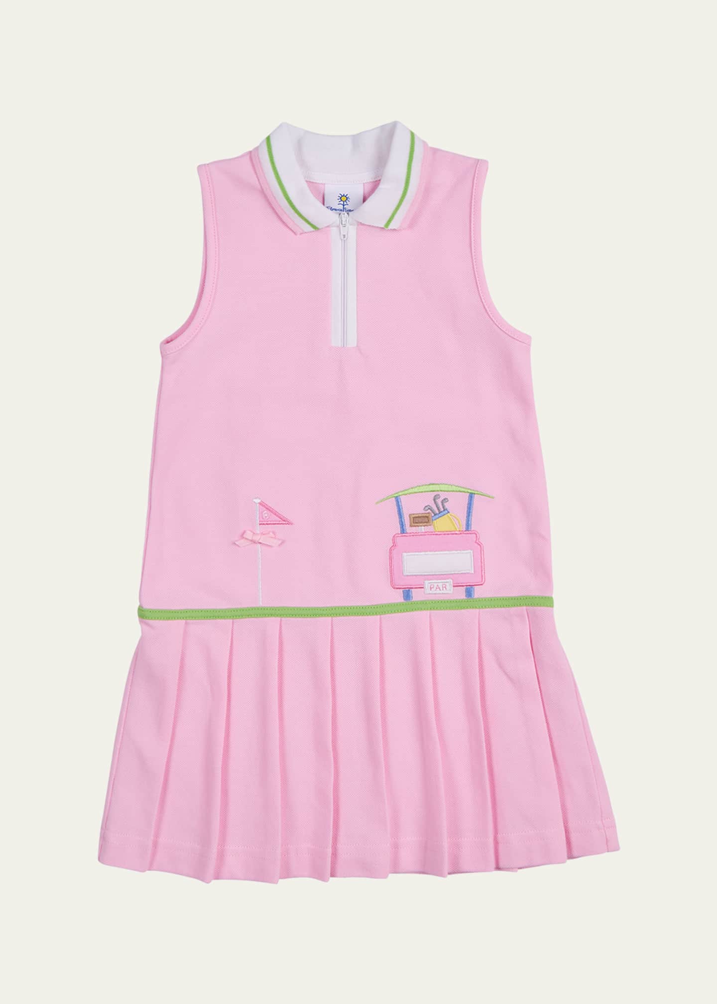 Florence Eiseman Girl's Golf Cart Applique Pique Knit Dress, Size 9M-6 Image 1 of 2