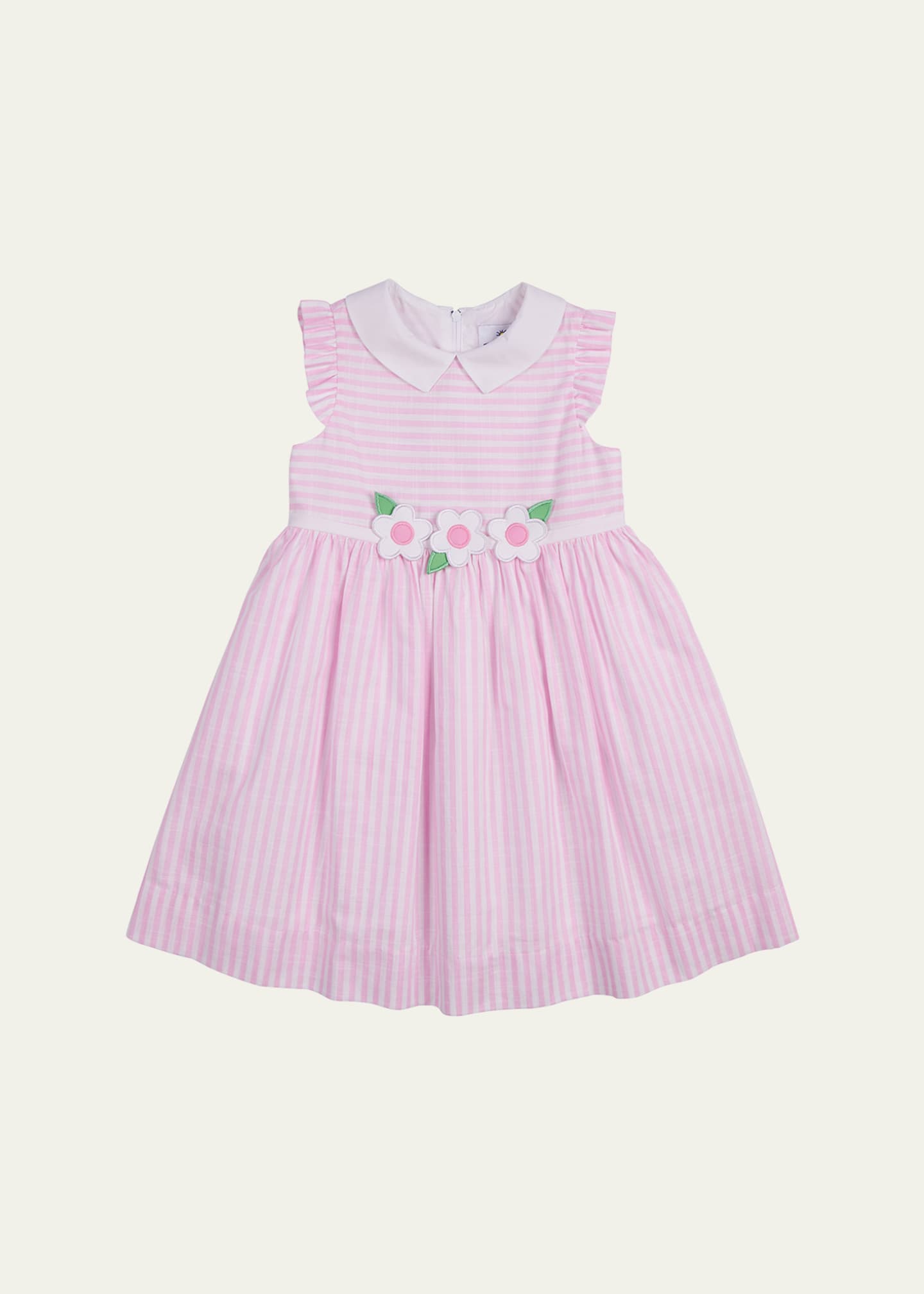 Florence Eiseman Girl's Cotton Stripe Floral Embroidered Dress, Size 2-6 Image 1 of 2