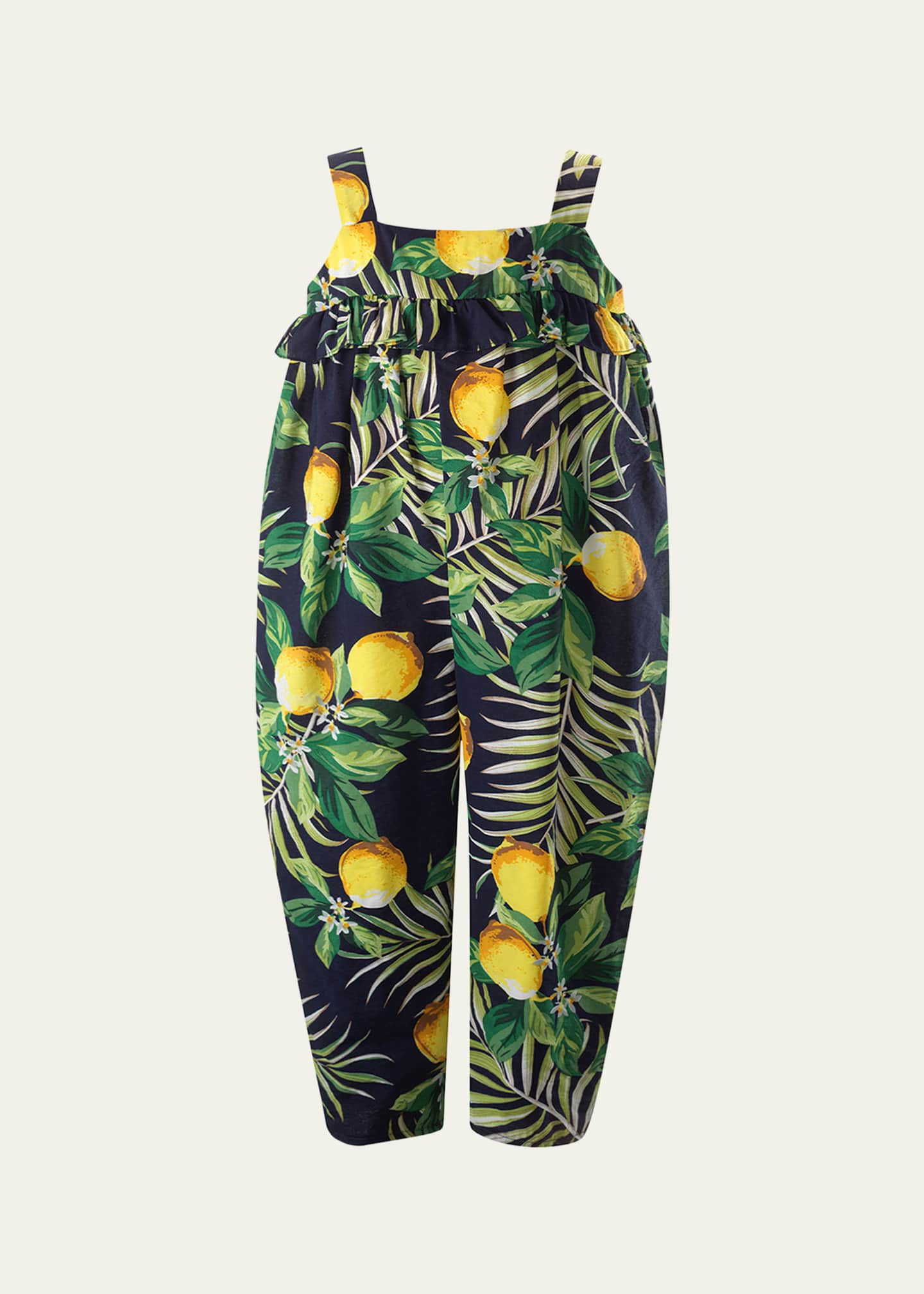 Rachel Riley Girl's Lemon-Print Ruffle Jumpsuit, Size 2-14 Image 1 of 2