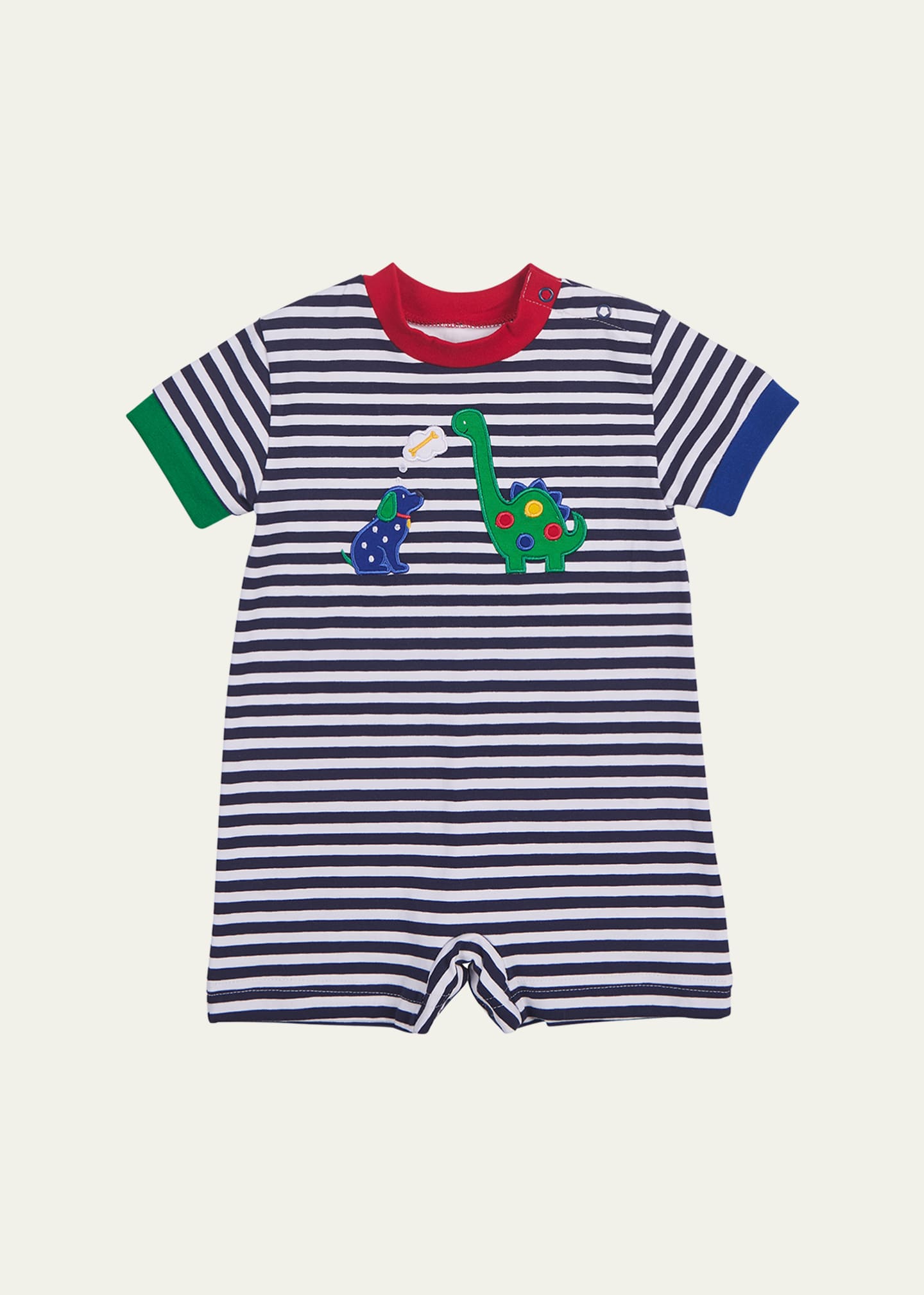 Florence Eiseman Boy's Dog and Dino Knit Shortalls, Size 3M-24M Image 1 of 2