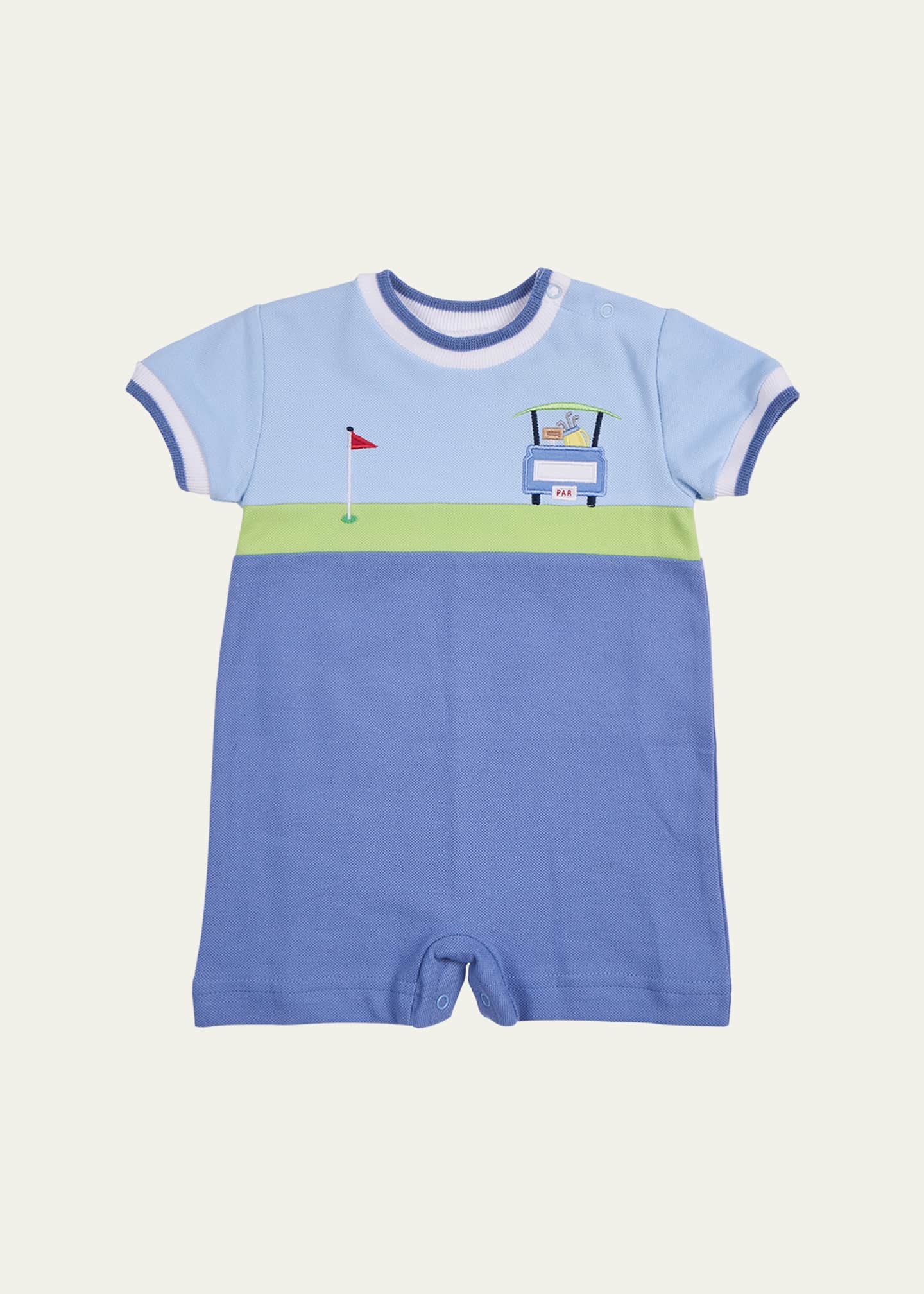 Florence Eiseman Boy's Golf Cart Applique Pique Knit Shortalls, Size 6M-24M Image 1 of 2