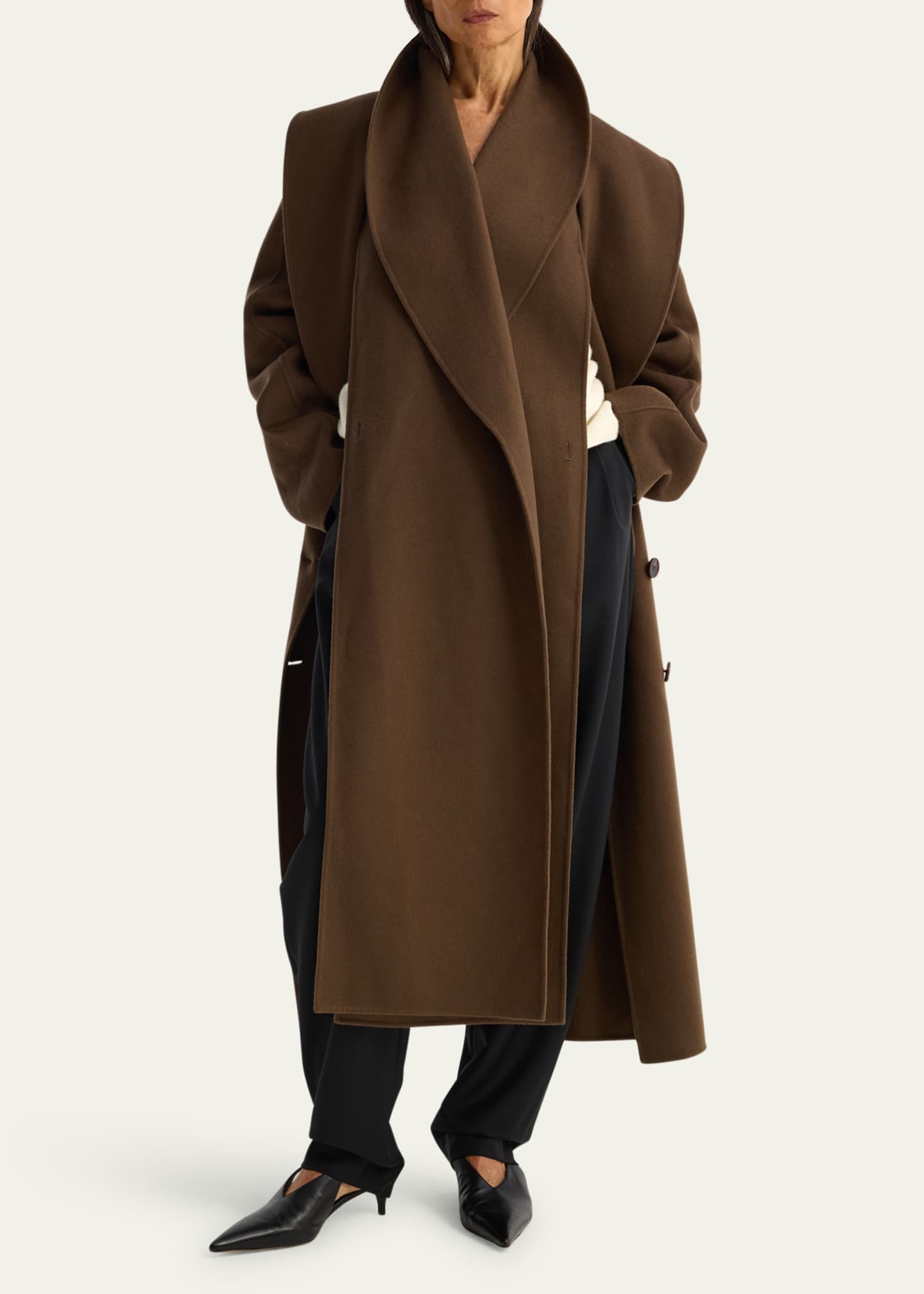 コート ROHE FW25 DOUBLE FACE WOOL SCARF COATY (41610174 030) Rohe Double-Face Wool Scarf Coat - Bergdorf Goodman
