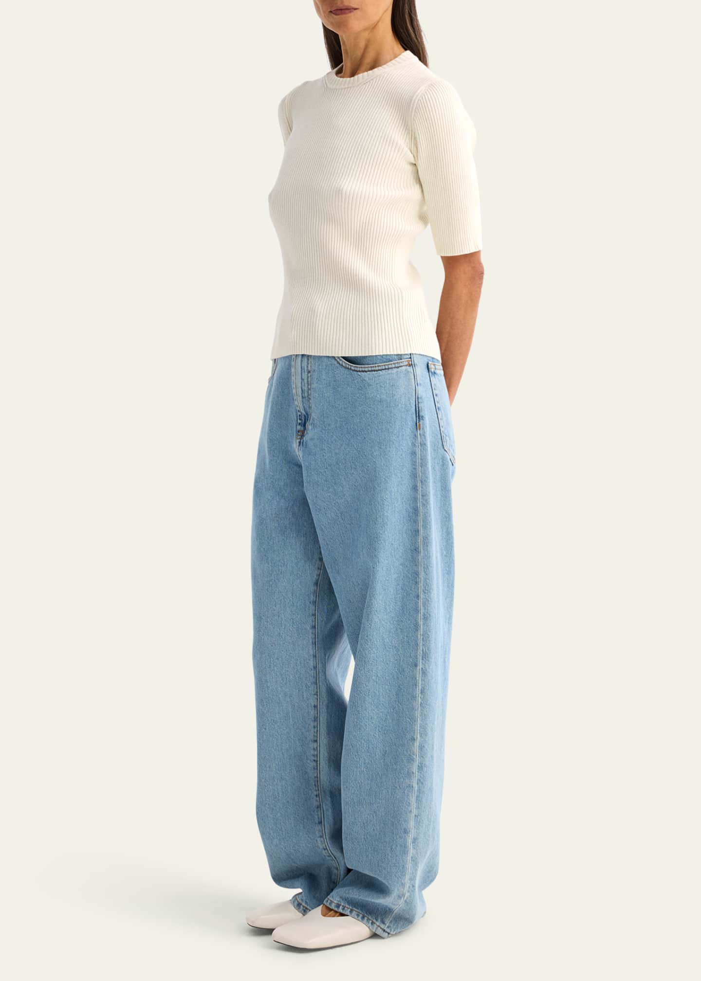 Ribbed Short-Sleeve Top - Thumbnail 4