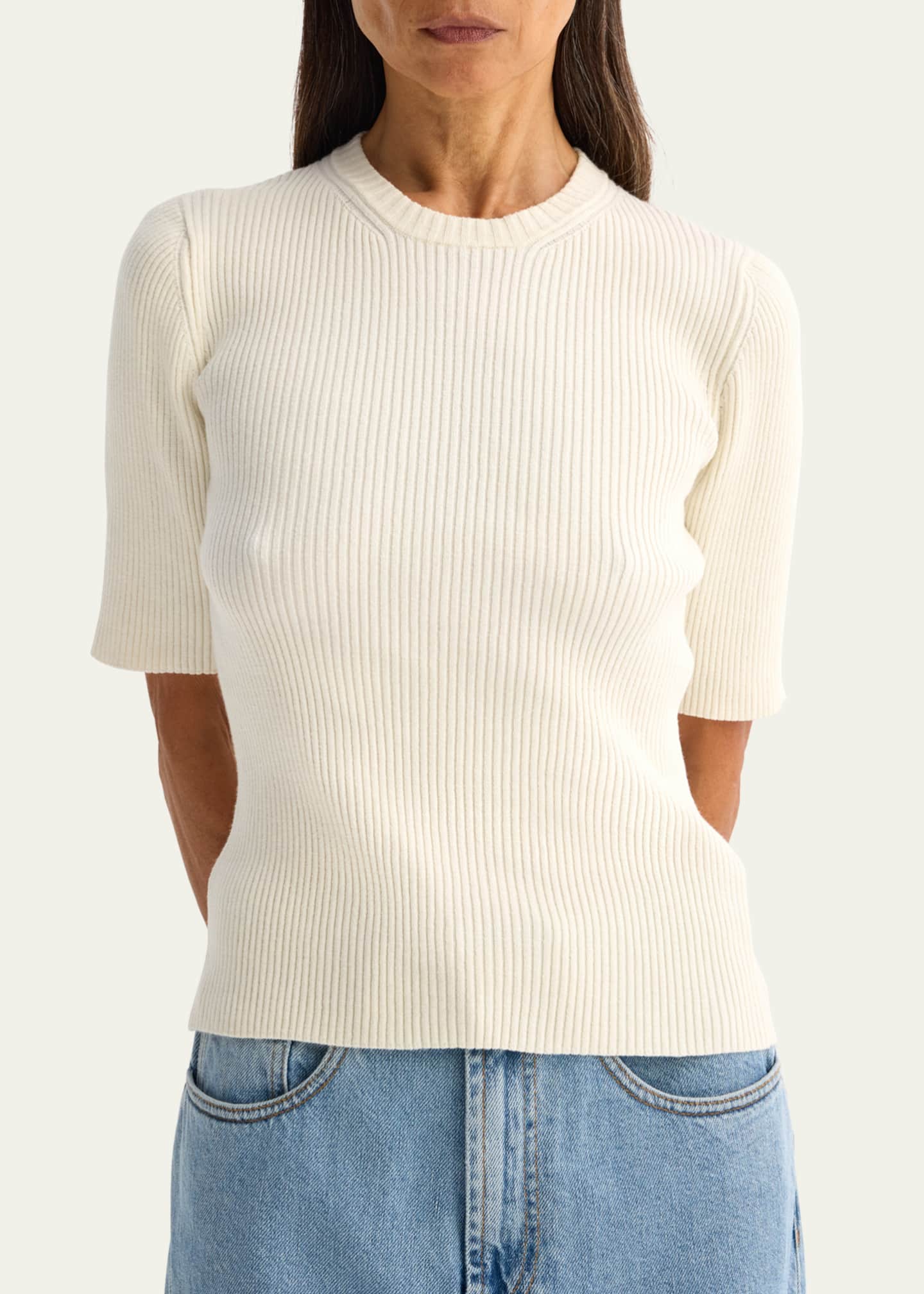 Ribbed Short-Sleeve Top - Thumbnail 5