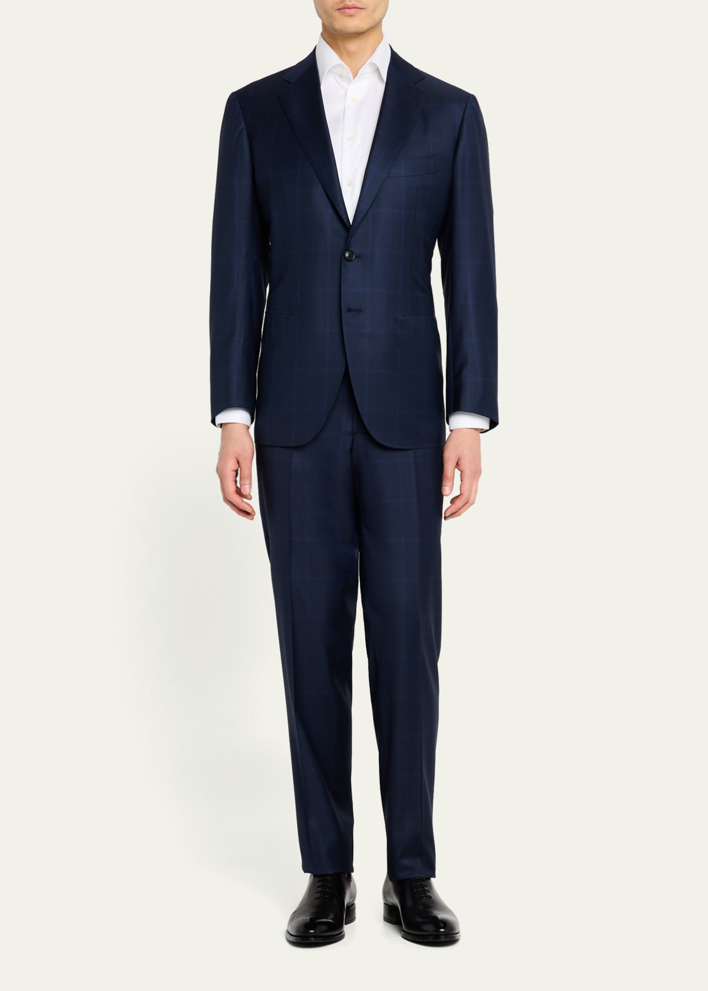 Cesare Attolini Men's Plaid Wool-Silk Suit Image 2 of 8