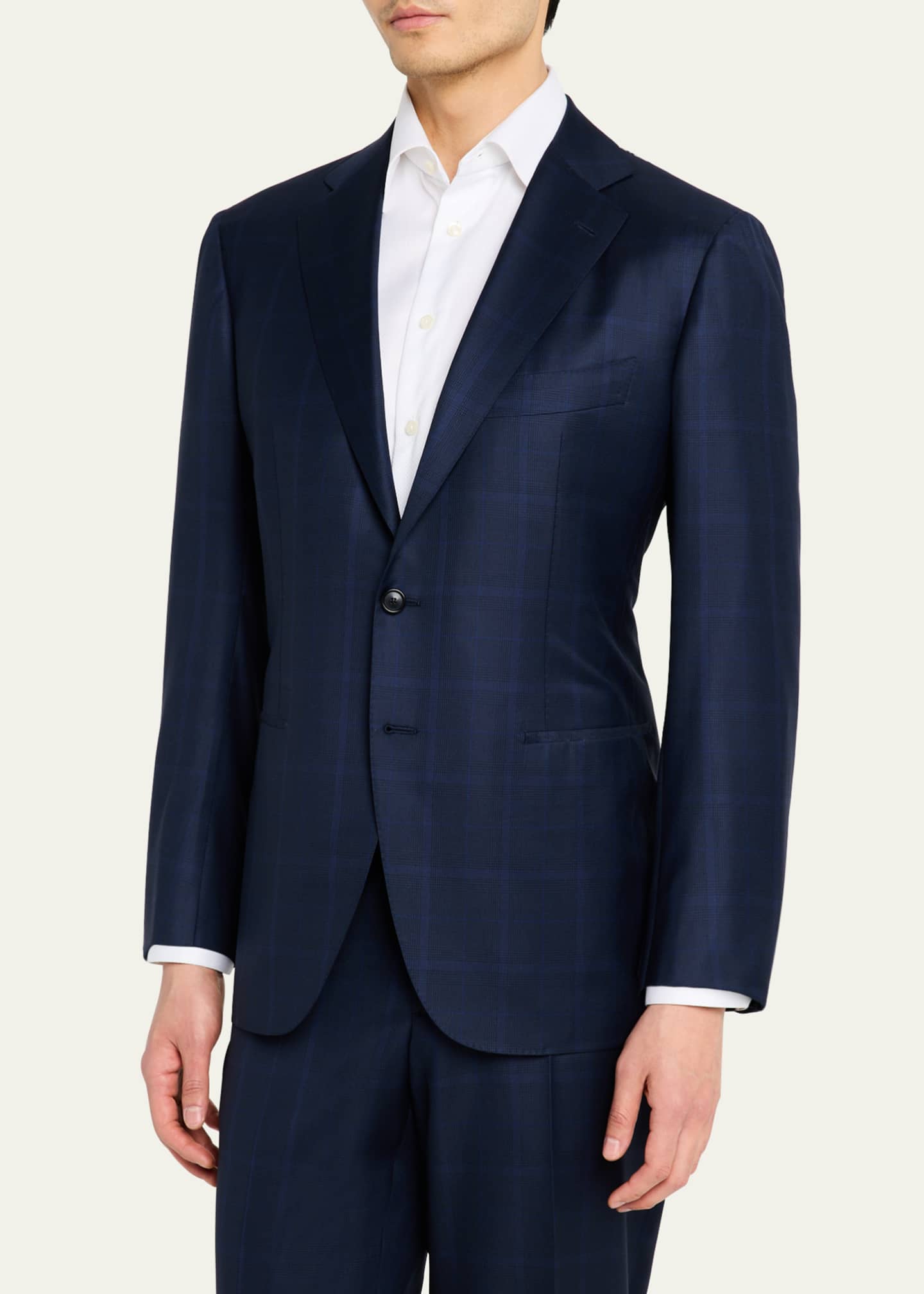 Cesare Attolini Men's Plaid Wool-Silk Suit Image 4 of 8