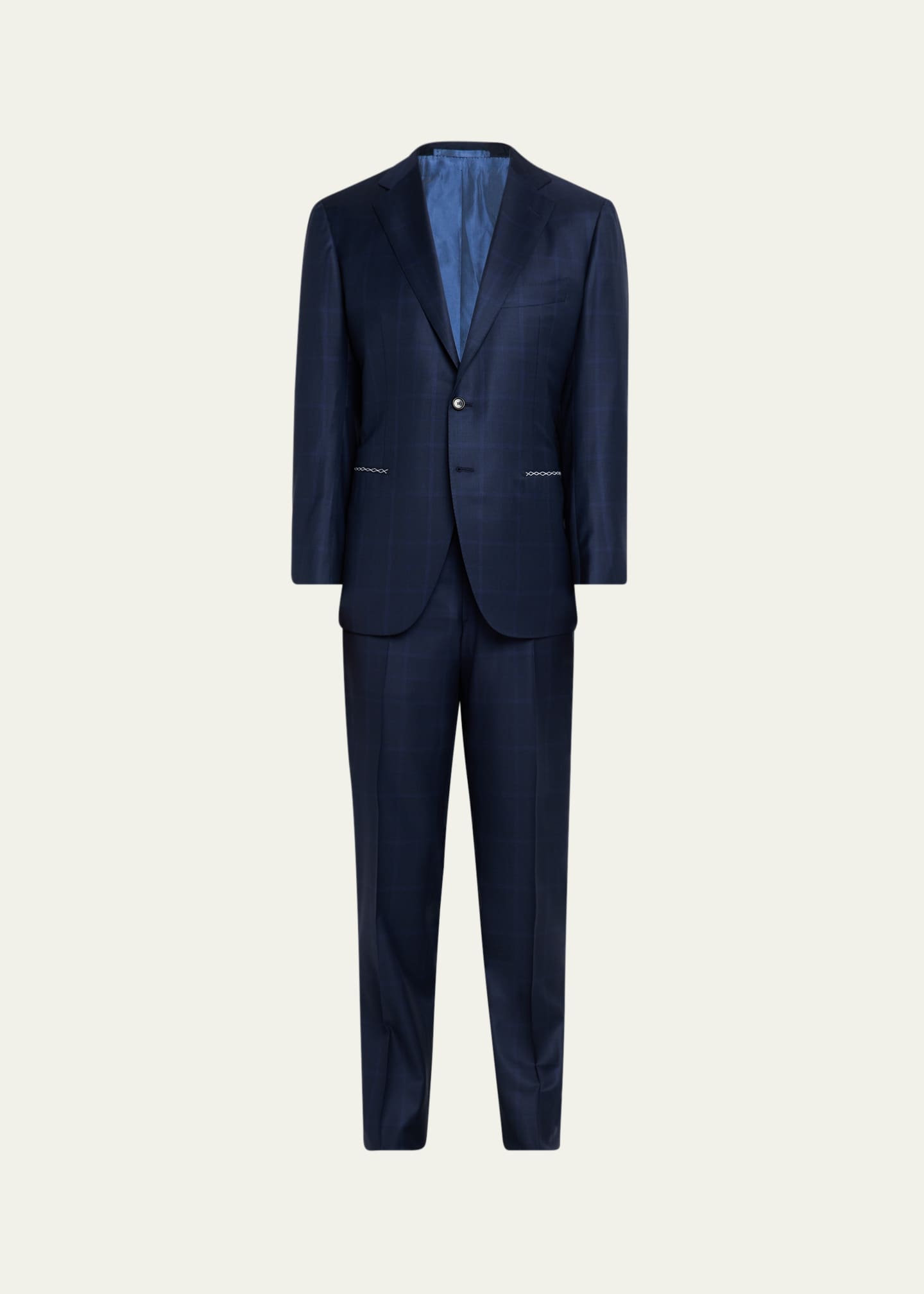 Cesare Attolini Men's Plaid Wool-Silk Suit Image 1 of 8
