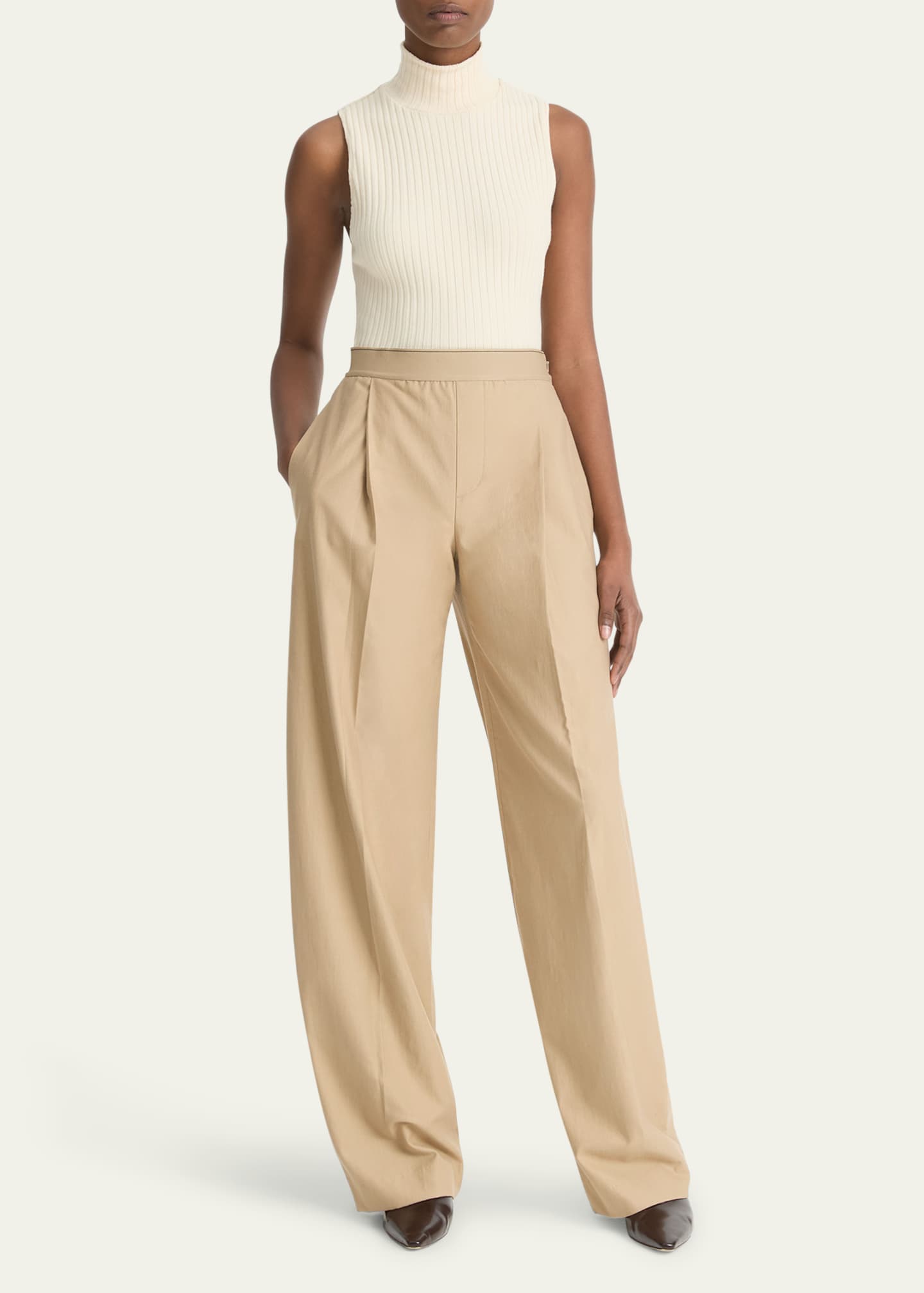 Vince Mid-Rise Pleated Wide-Leg Pants Image 2 of 4