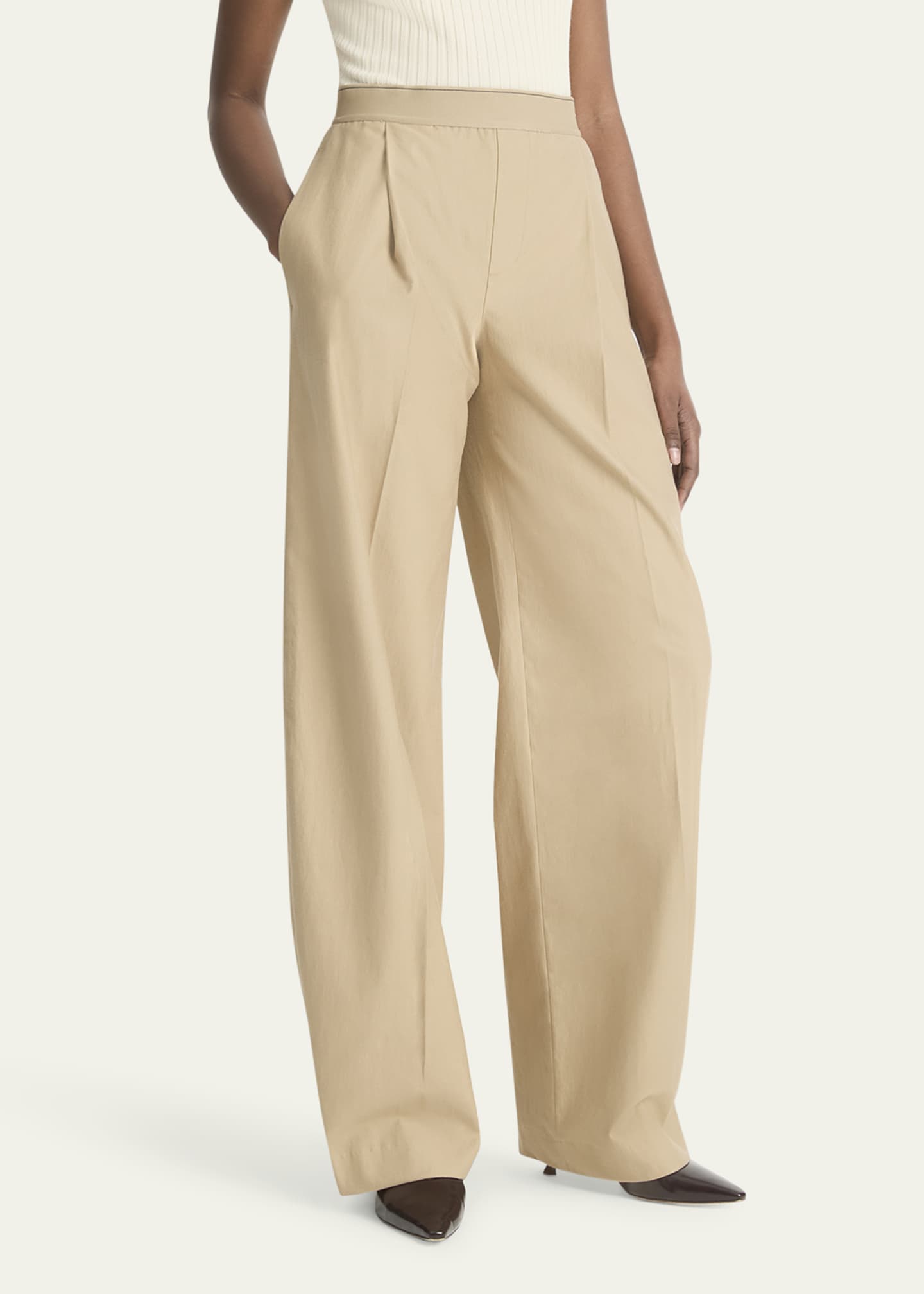 Vince Mid-Rise Pleated Wide-Leg Pants Image 4 of 4