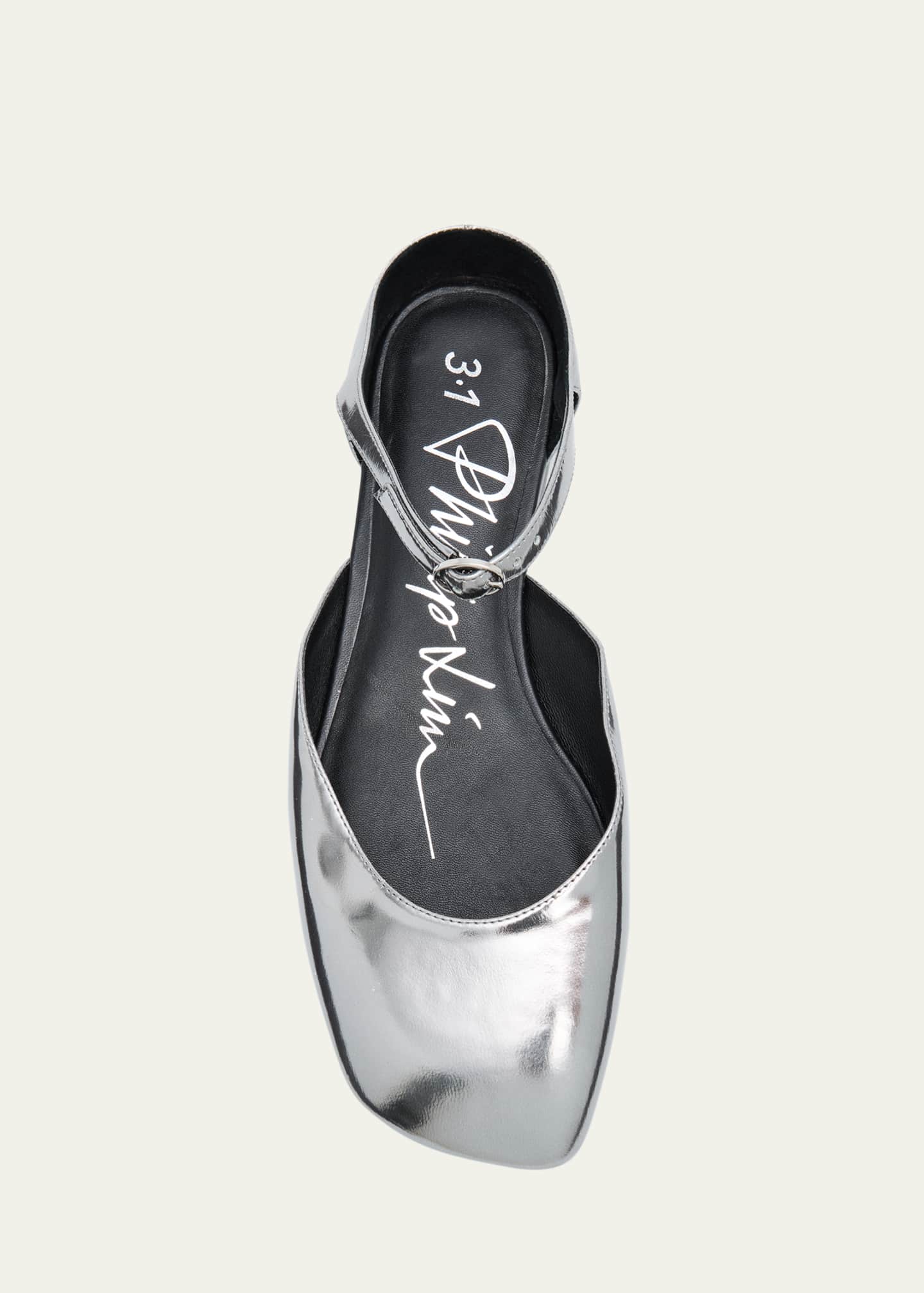 3.1 Phillip Lim ID Metallic Leather Mary Jane Ballerina Flats Image 4 of 4