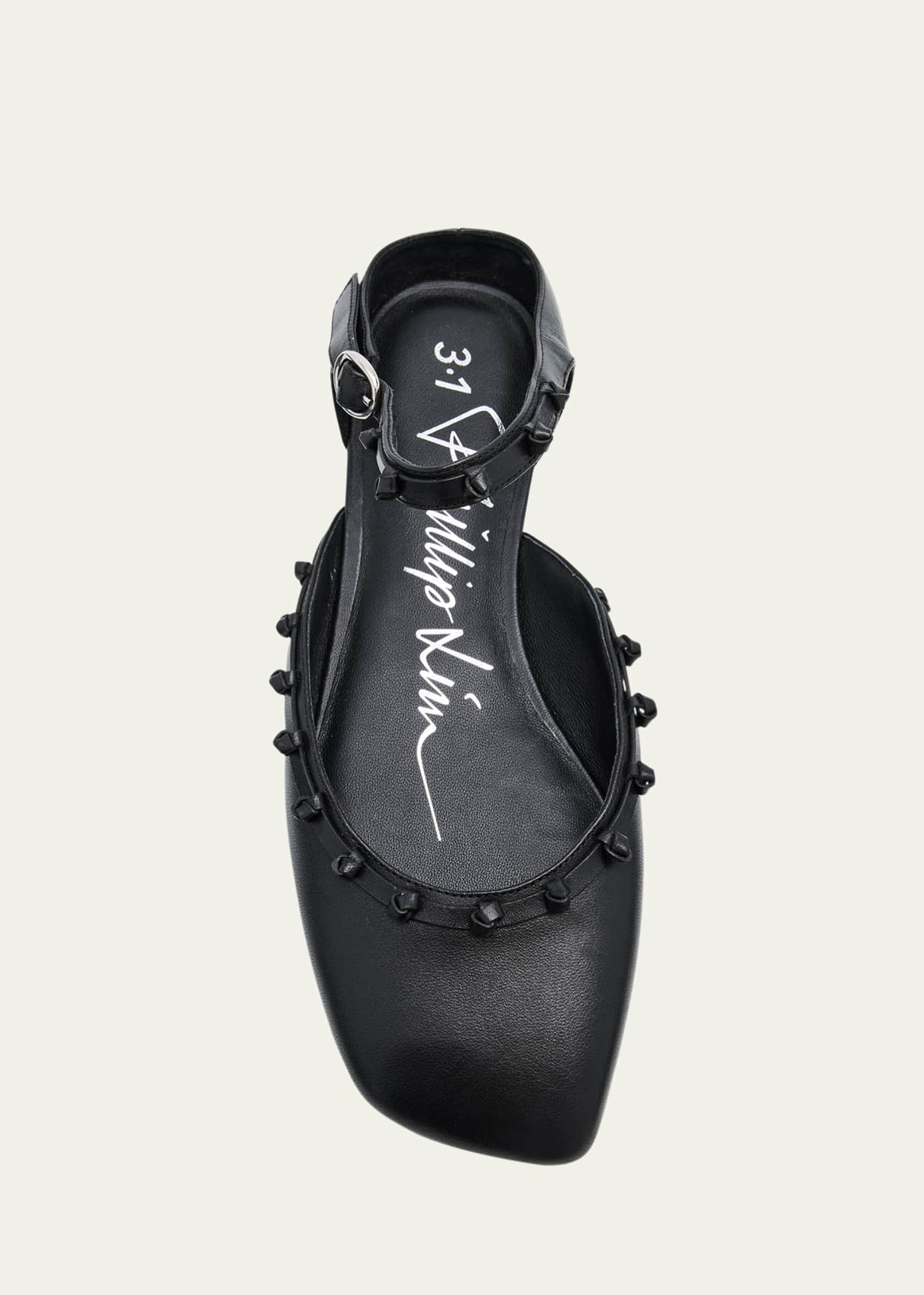 3.1 Phillip Lim ID Knotted Leather Mary Jane Ballerina Flats Image 4 of 4